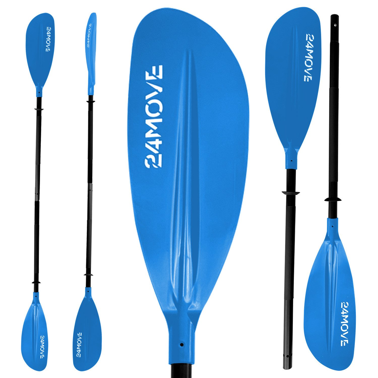 24Move Doppelpaddel, Stand Up Paddle Aluminium Sup весло, (Winkelverstellung, universell einstellbar, verstellbar, 2-teilig, Sup весло), für Веслаboards, Kajakboot und Ruderboot