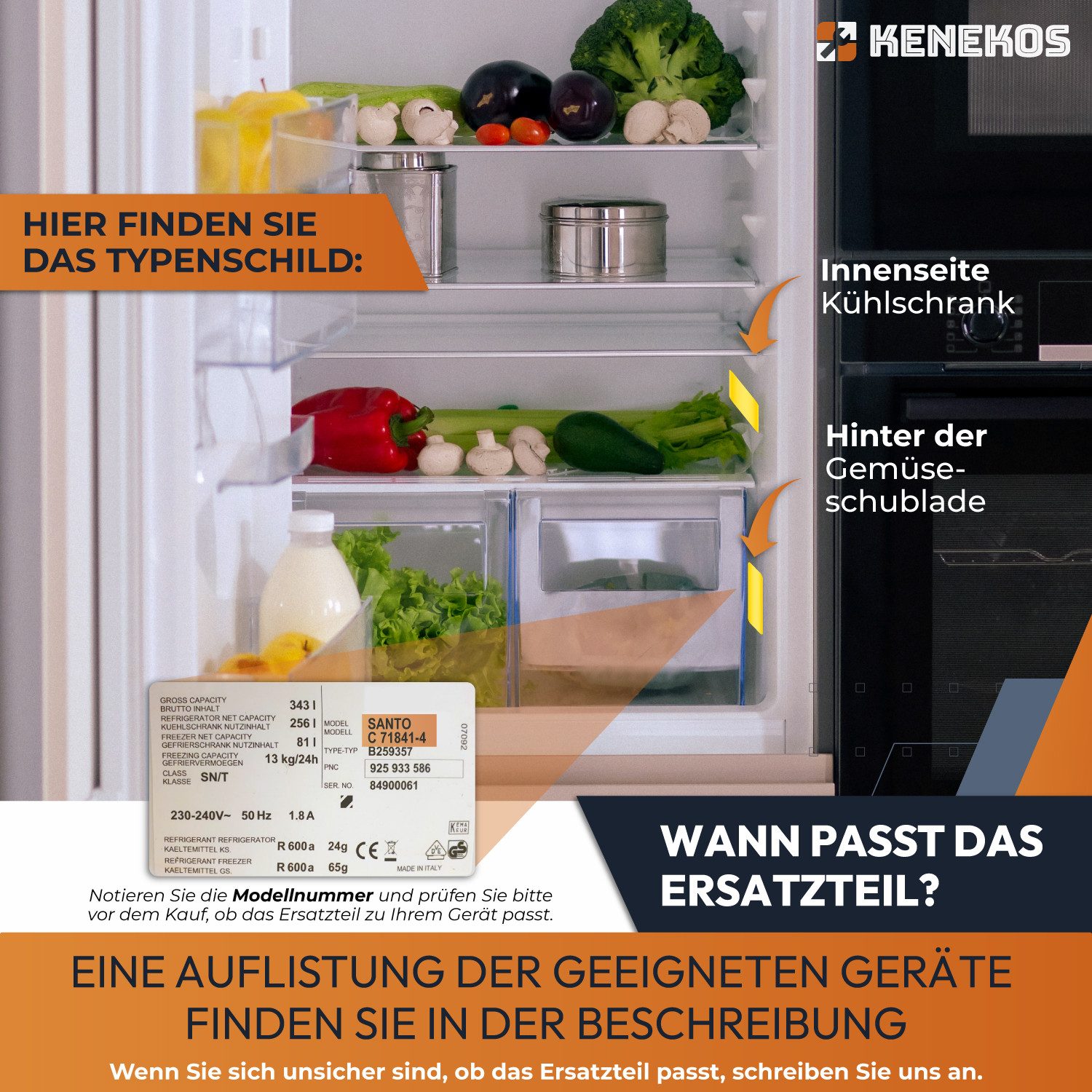 Kenekos Montagezubehör Kühlschrank Türmontageset Ersatz für AEG 2230349041, 223034904 (1 St), Für Kühlschrank / Gefrierschrank