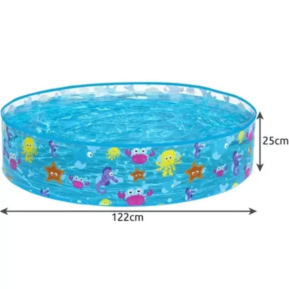 Bestway Rundpool Kinderpool Planschbecken (Spar-Set, 1-tlg., Reparaturflecken enthalten), Kein Aufblasen nötig, Becken einfach aufklappen und mit Wasser füllen