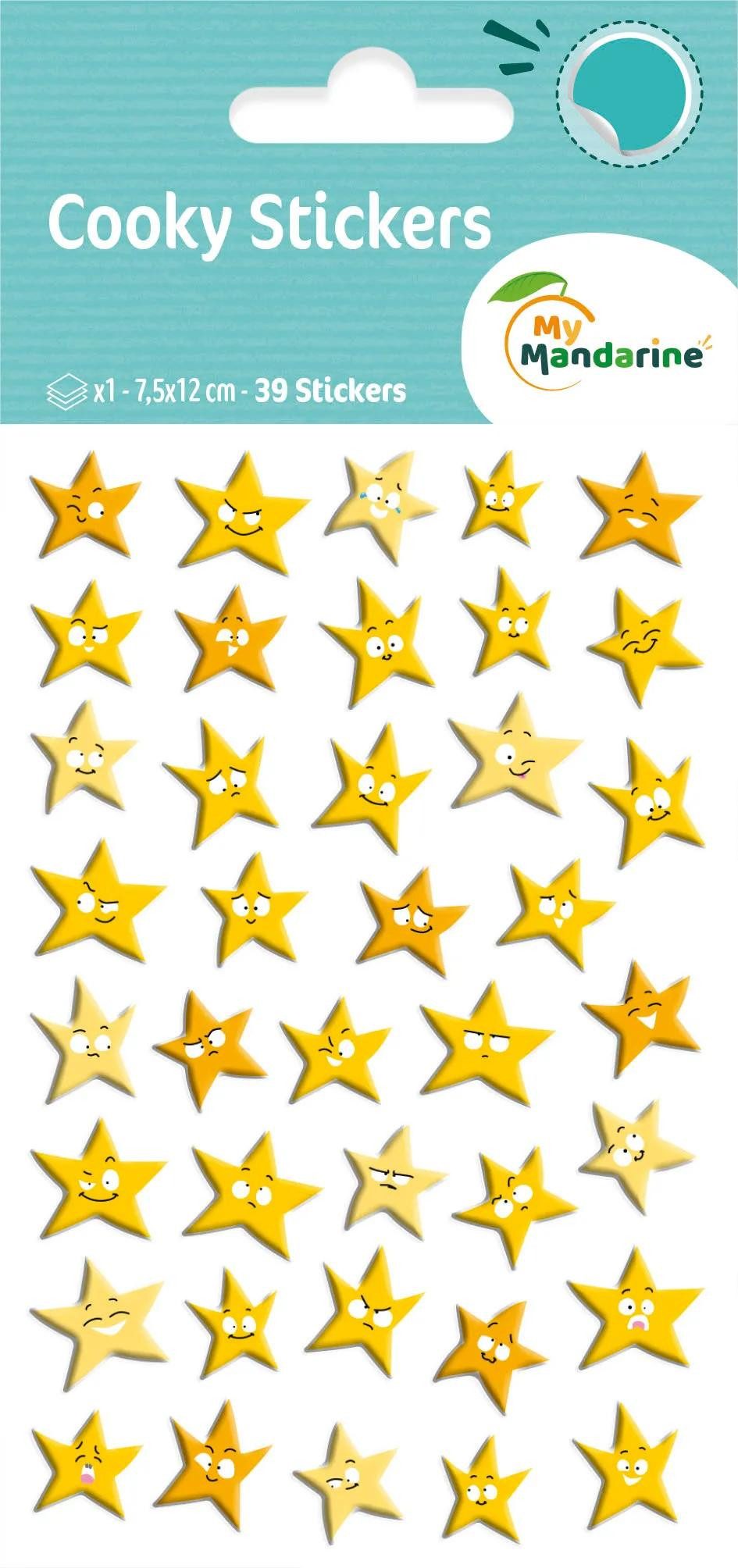 maildor Sticker 10x Cooky, 1 Stickerbogen 7,5x12cm, Sterne - Mehrfarbig CY106C, 3D-Sticker
