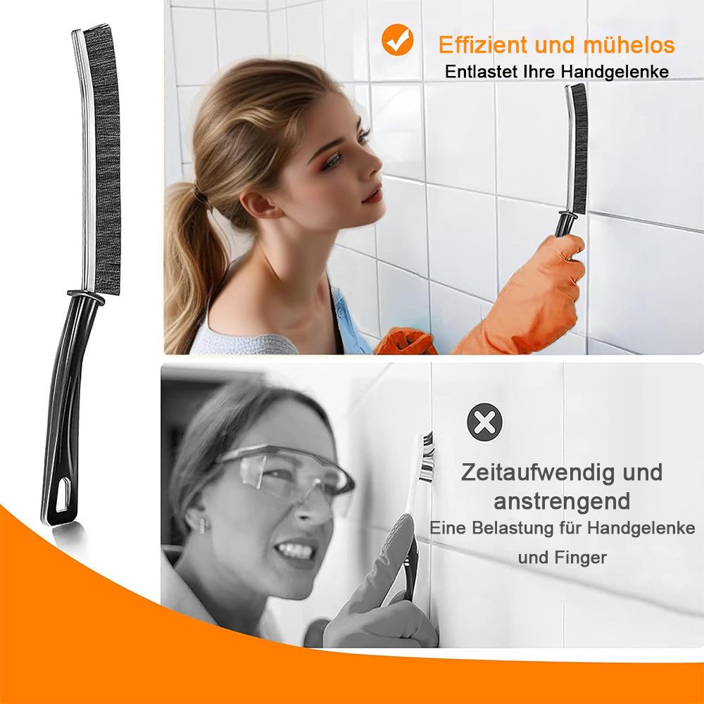 TUWENA Reinigungsbürsten-Set Fugenbürste Hartborsten, Multifunktionale Spaltreinigungsbürste, (6-tlg) – Bild 4 von 5