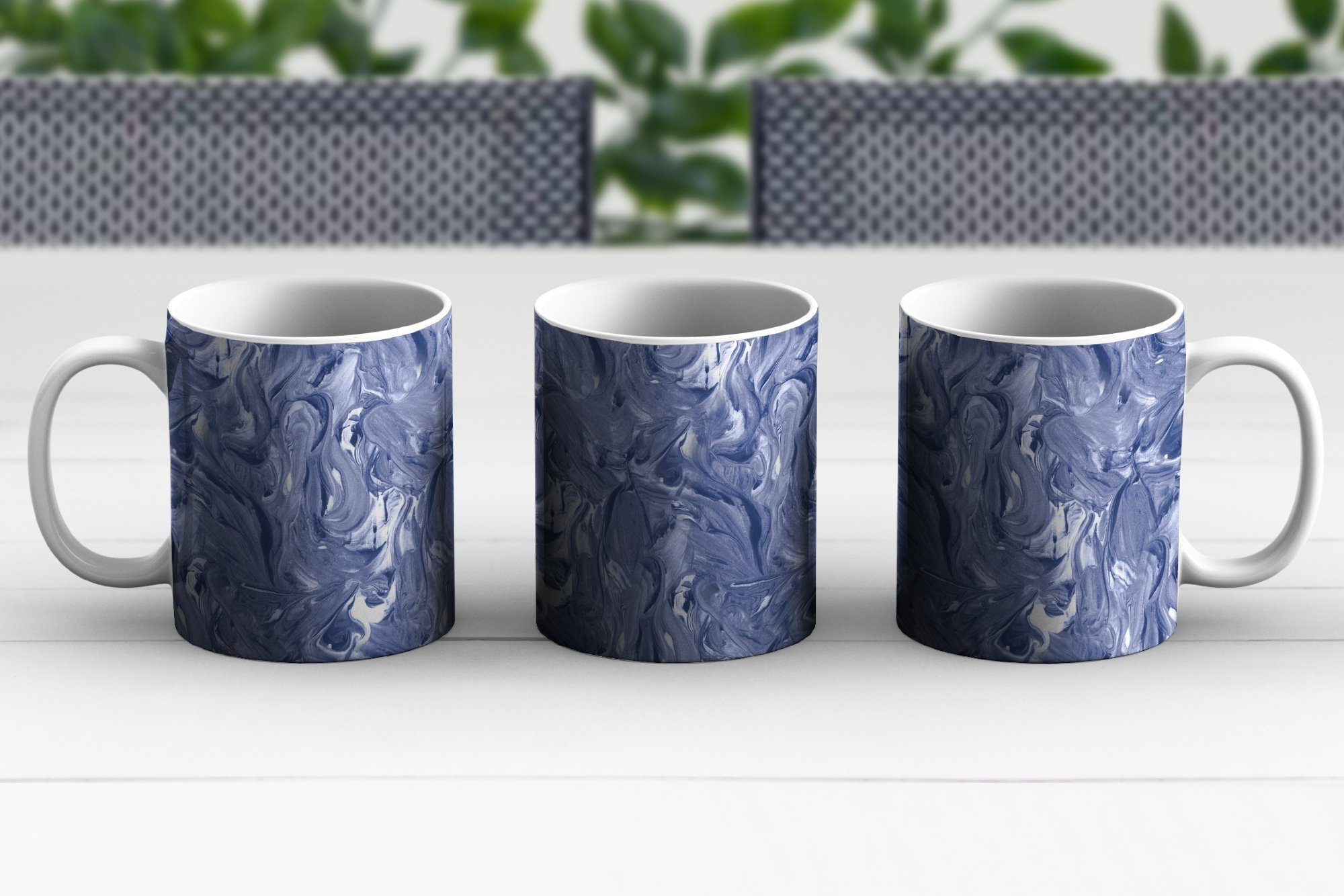 - Tasse Marmor Muster, Farbe - Teetasse, MuchoWow Becher, Blau Kaffeetassen, Teetasse, Geschenk Keramik, -