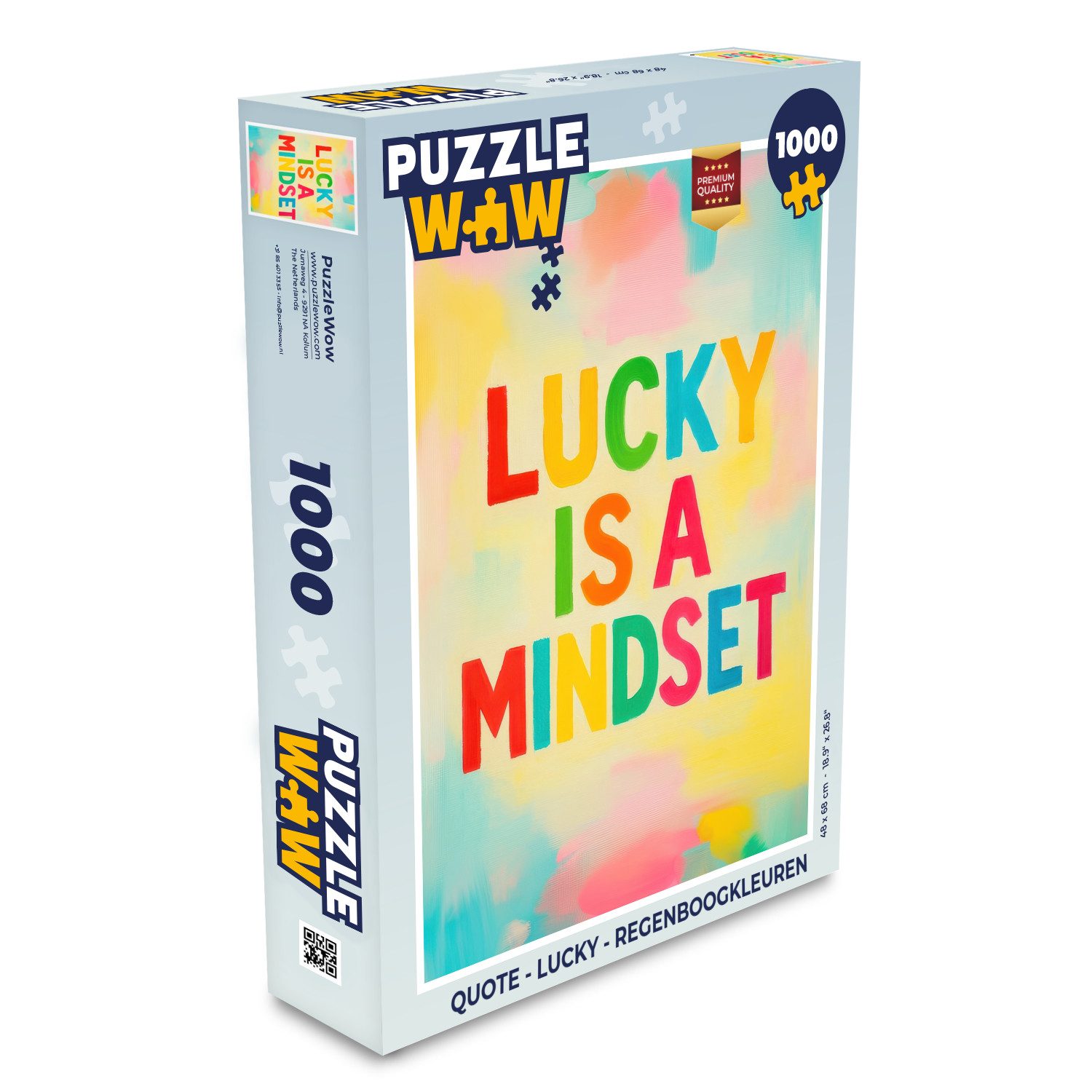 Puzzle Zitat - Glücklich - Regenbogenfarben