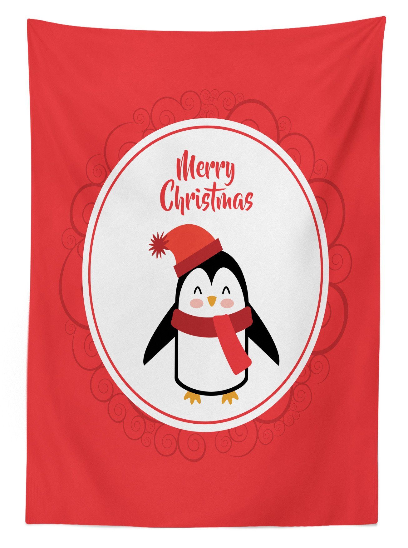 Weihnachten Glückliche den Runde Klare Farben, Waschbar Bereich Tischdecke Außen geeignet Pinguin Frohe Abakuhaus Für Farbfest