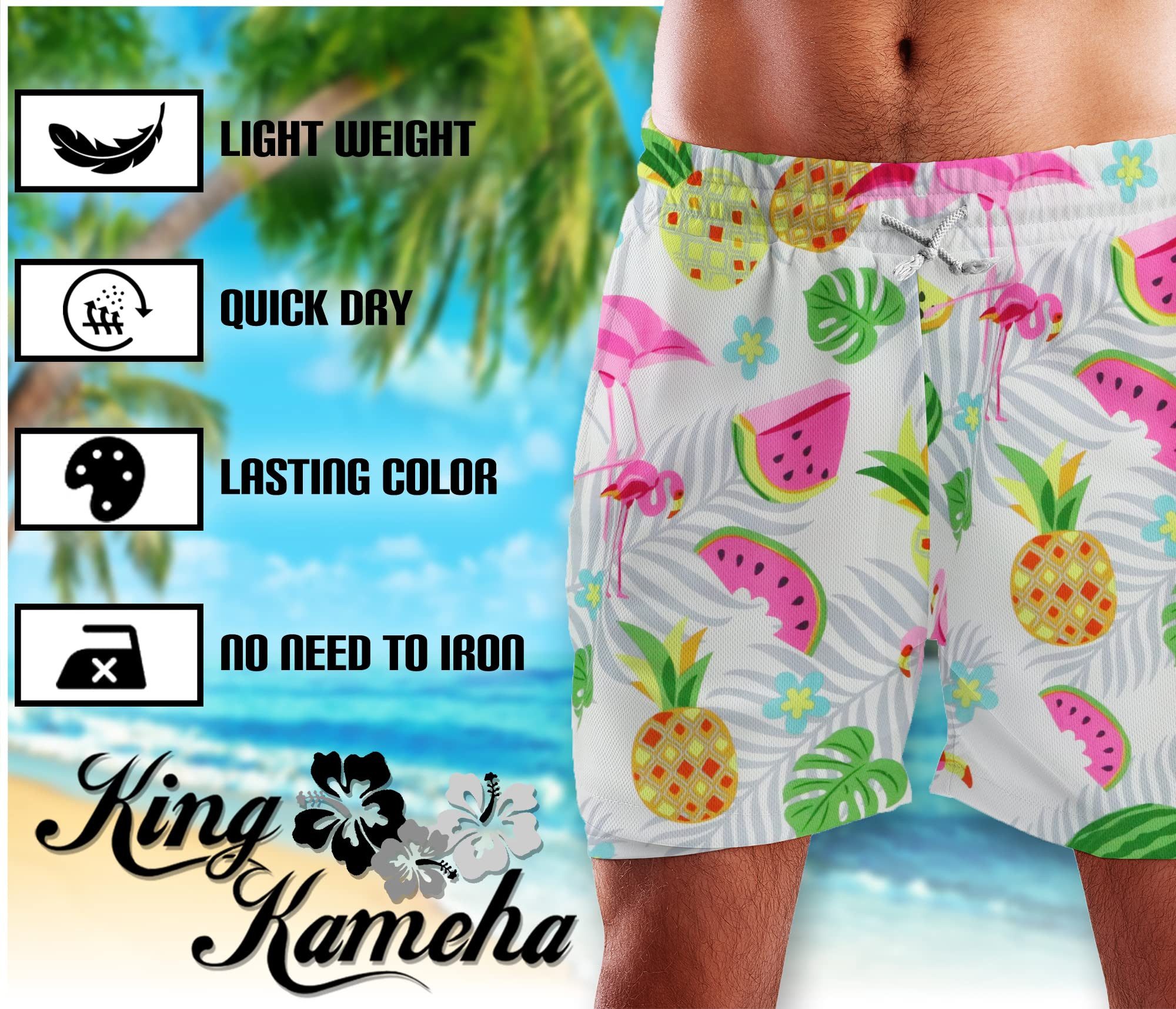 King Kameha Badeshorts Flamingo Melone Hawaii günstig online kaufen
