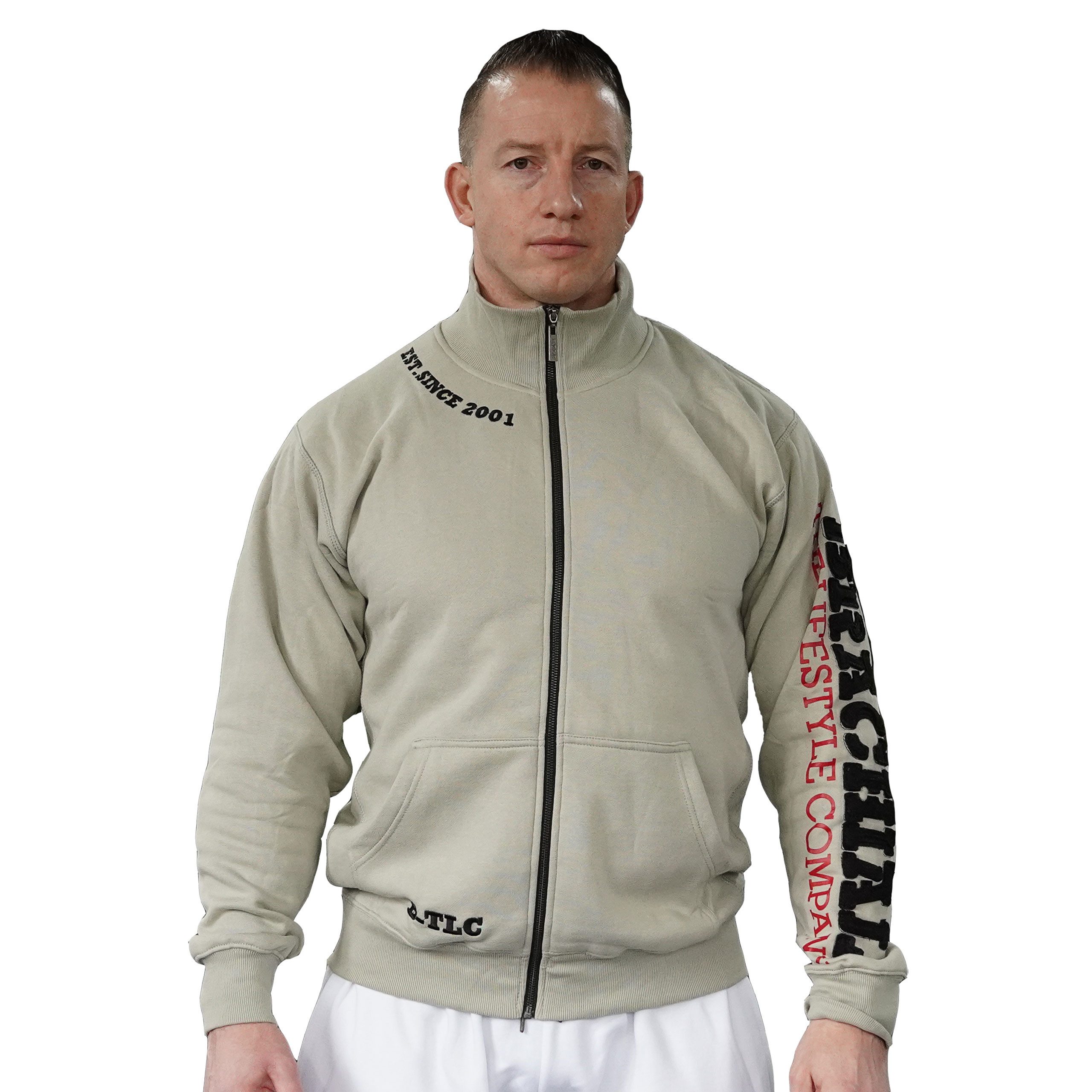 Trainingsjacke Brachial Zip-Sweater "Gym" hellgrau/schwarz