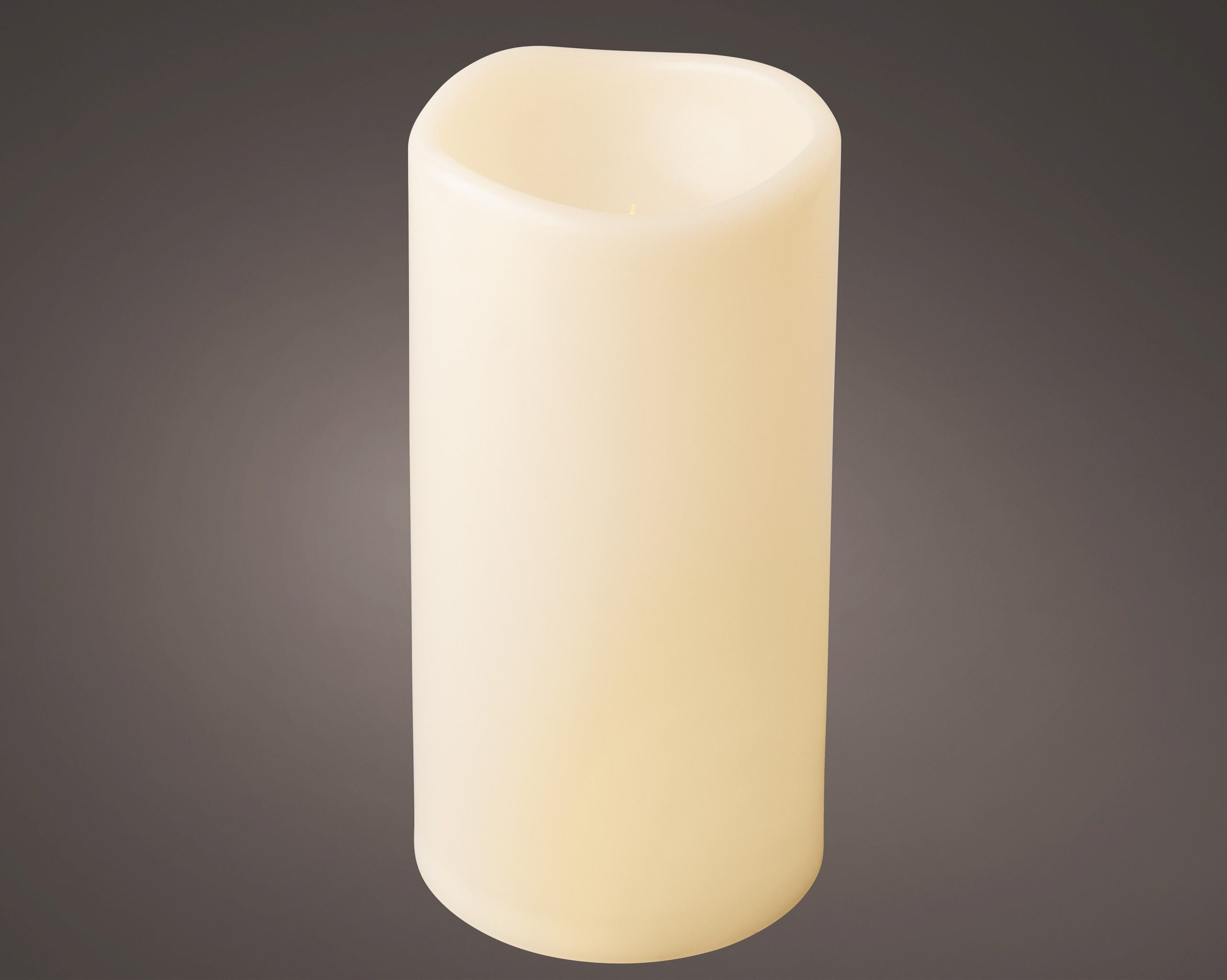 Lumineo LED-Kerze, Timer, warmweiß, LED Kerze 12x25cm mit Timer Outdoor Kunststoff Creme / Warmweiß
