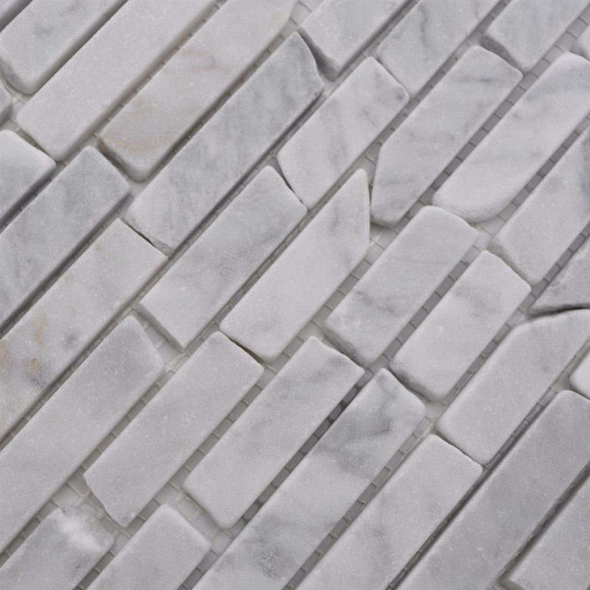 Mosafil Mosaikfliesen Marmor Naturstein Mosaikfliese Mali, Marmor 30.500x32.200, weiß, Verlegefertig auf ein Netz geklebt - Frostsicher - Wasserfest