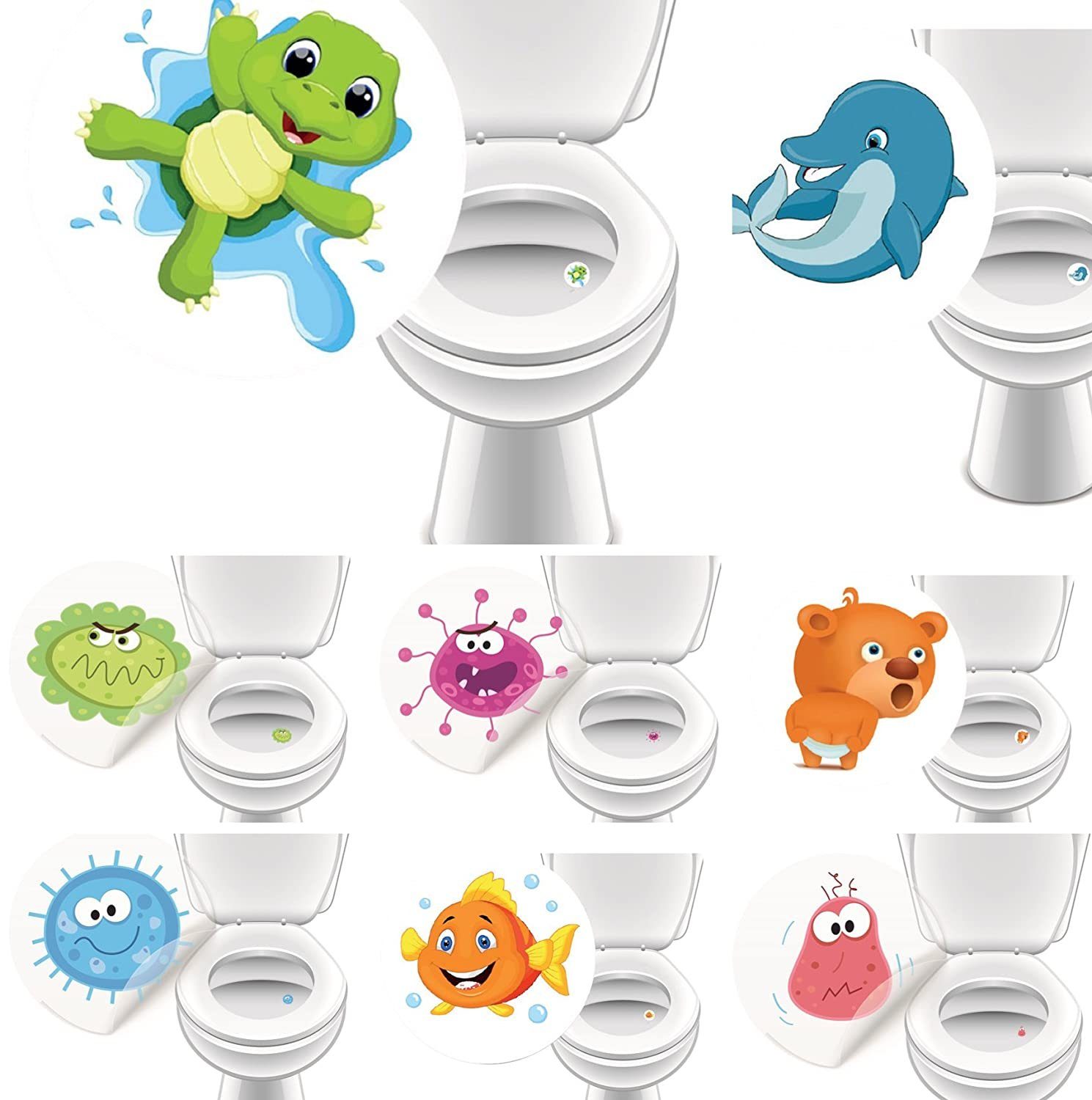 Thumbnail - LK Trend & Style Sticker Töpfchentrainer Kinderset verschiedene Motive zum Aufkleben, (13-tlg), Lerneffekt