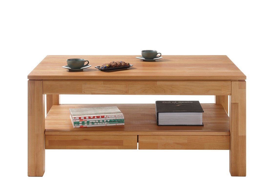 MCA furniture Couchtisch Couchtisch Gordon, Kernbuche massiv, mit Schubkästen, 115X70, (no-Set), Breite 115 cm,Tischplatte aus Massivholz
