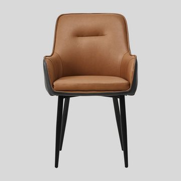 CLIPOP Esszimmerstuhl Kunstlederstuhl (2er Set), Zweifarbige Design-Küchenstuhl, Gepolsterter Stuhl mit Metallbeinen