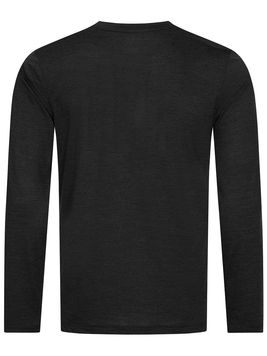 bequemer Merino M LS Longsleeve JET Merino-Materialmix BLACK SUPER.NATURAL MELANGE/VAPOR LOGO Langarmshirt LOGO GREY