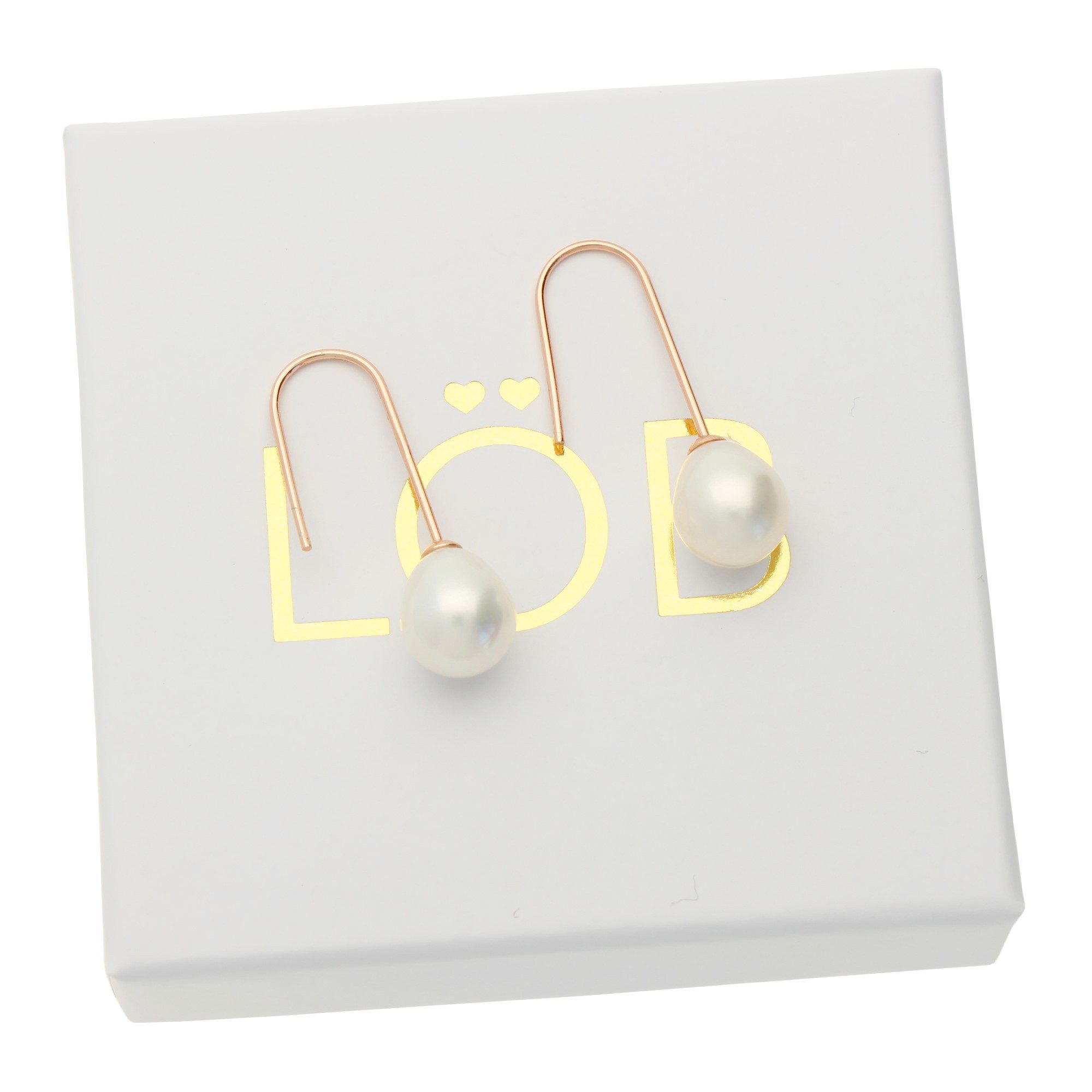LÖB Perlenohrringe 925 Silber Roségold Ohrringe Hängend Zuchtperlen Tropfen Anhänger weiß (Geschenke für Frauen Damen Beste Freundin Mutter Mama Ehefrau Oma sie zum Geburtstag Schmuck Sommer, Inkl. Schmuckbox), Damen Ohrhänger Perlenohrringe vergoldet Perlen Brautschmuck weiß lang