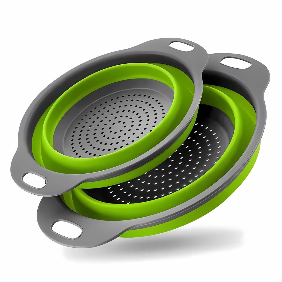 König Design Seiher 2er Set Faltbares Küchensieb Nudelsieb, Silikon / Kunststoff, (Set, 2-St., 2 Größen), Seiher Sieb, Küche Silikon Klappbar Abtropfsieb Nudelsieb