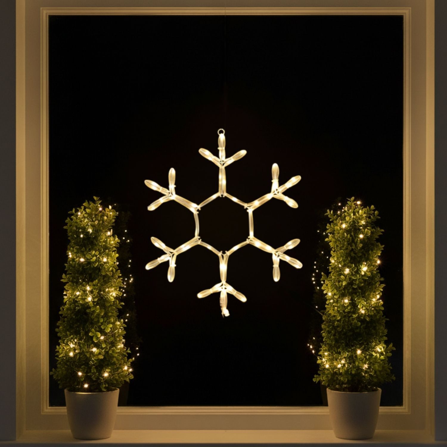Kamelio LED Fensterbild LED Fensterdeko Weihnachten mit Timer und Batterie Fensterbild, LED, warmweiß