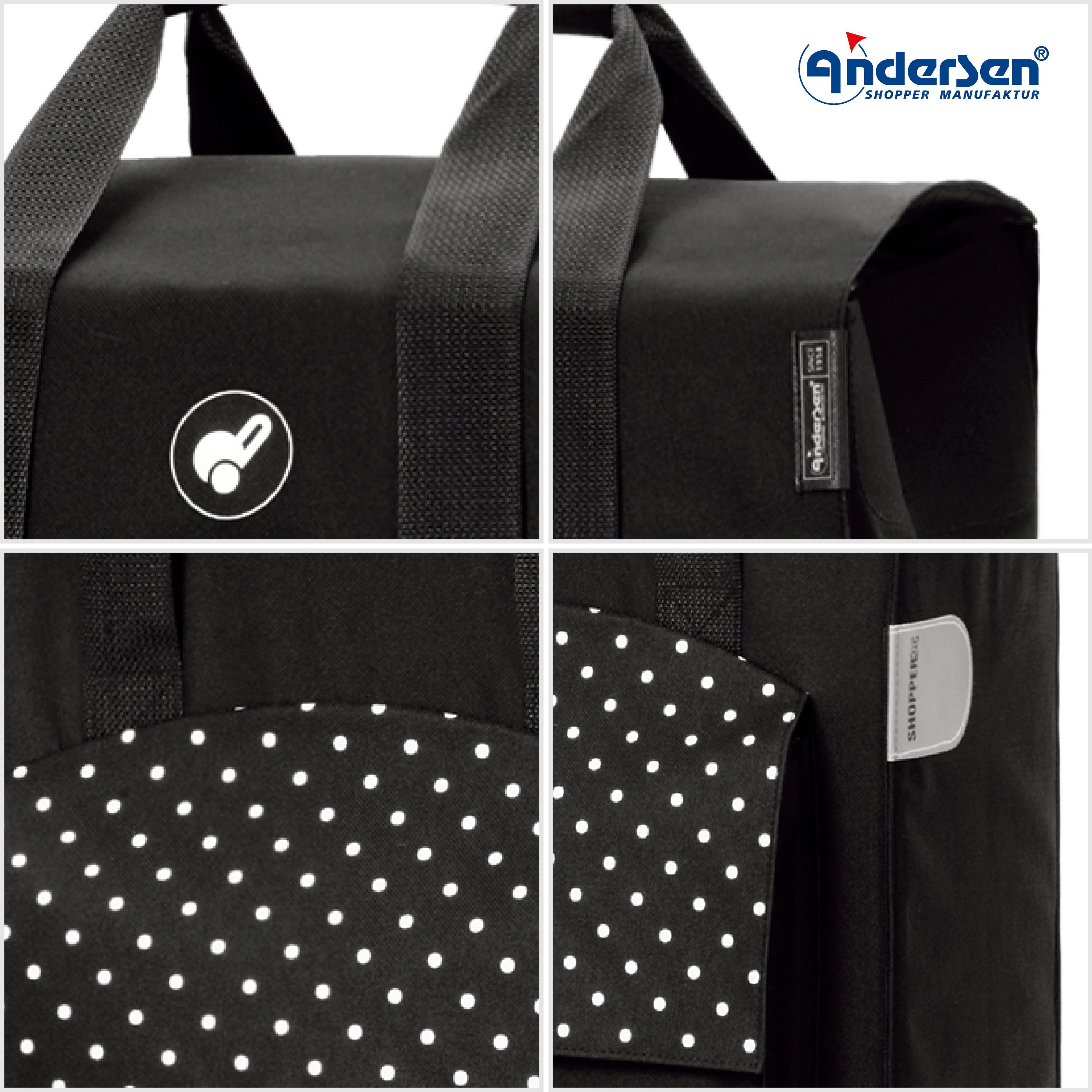 Andersen Einkaufstrolley Royal Shopper Polly schwarz, klappbare Ladefläche, belastbar bis 50kg, wasserabweisend