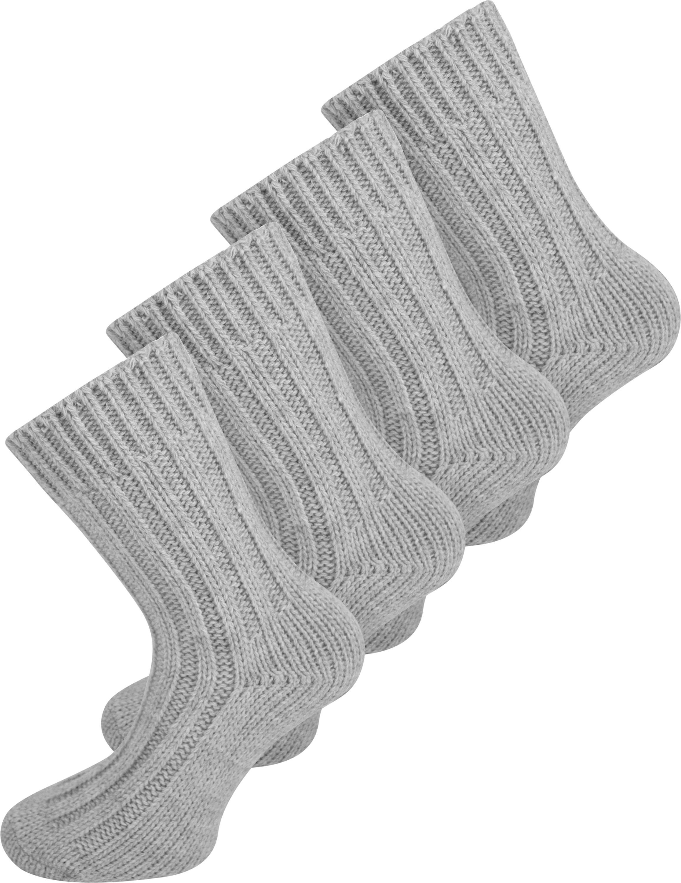 Alpaka-Wolle 4 Paar normani (4 Hellgrau hochwertige Alpaka-Socken Paar) Thermosocken
