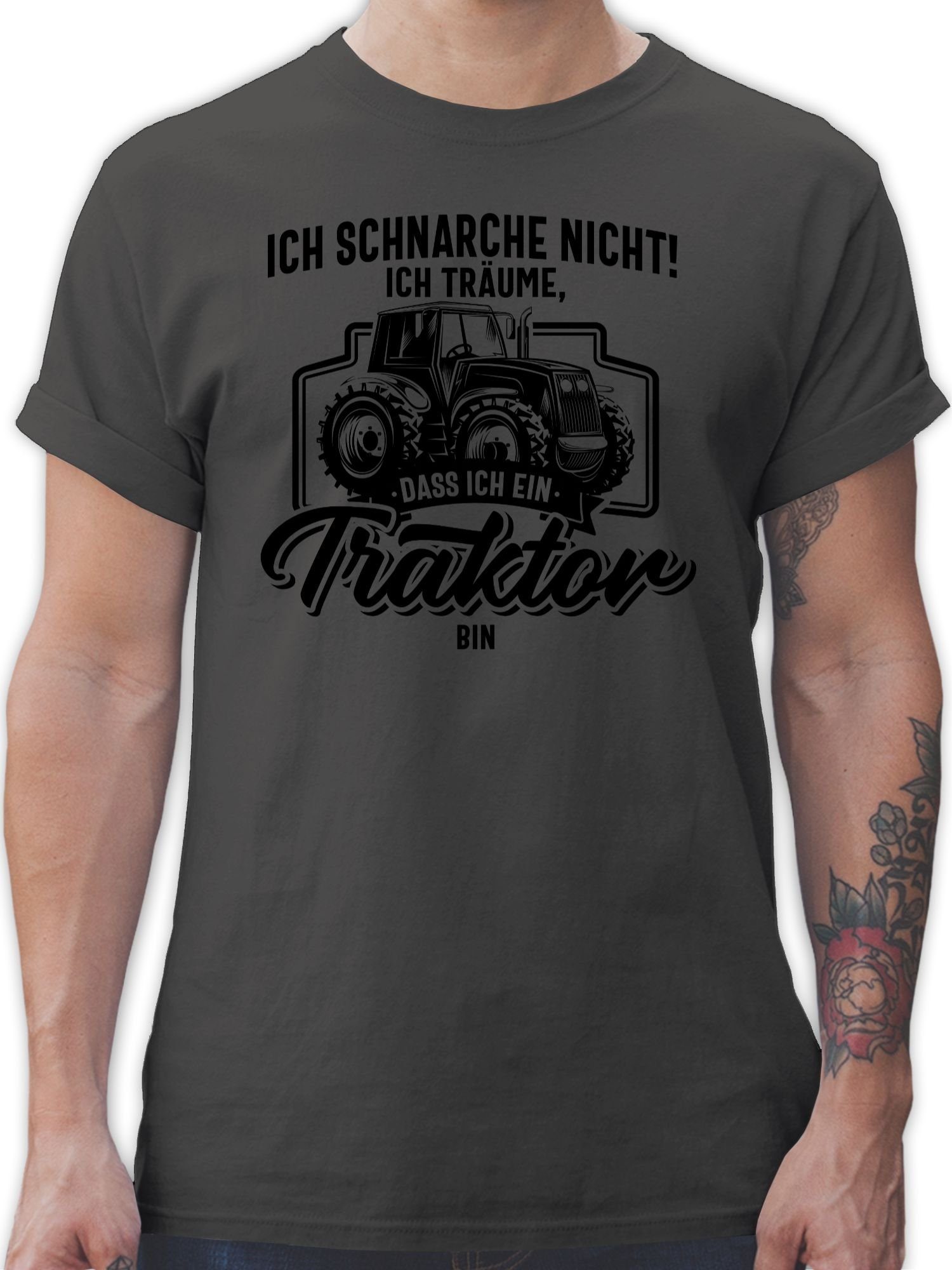 Shirtracer T-Shirt Ich schnarche nicht ich träume dass ich ein Traktor bin schwarz Traktor 1 Dunkelgrau