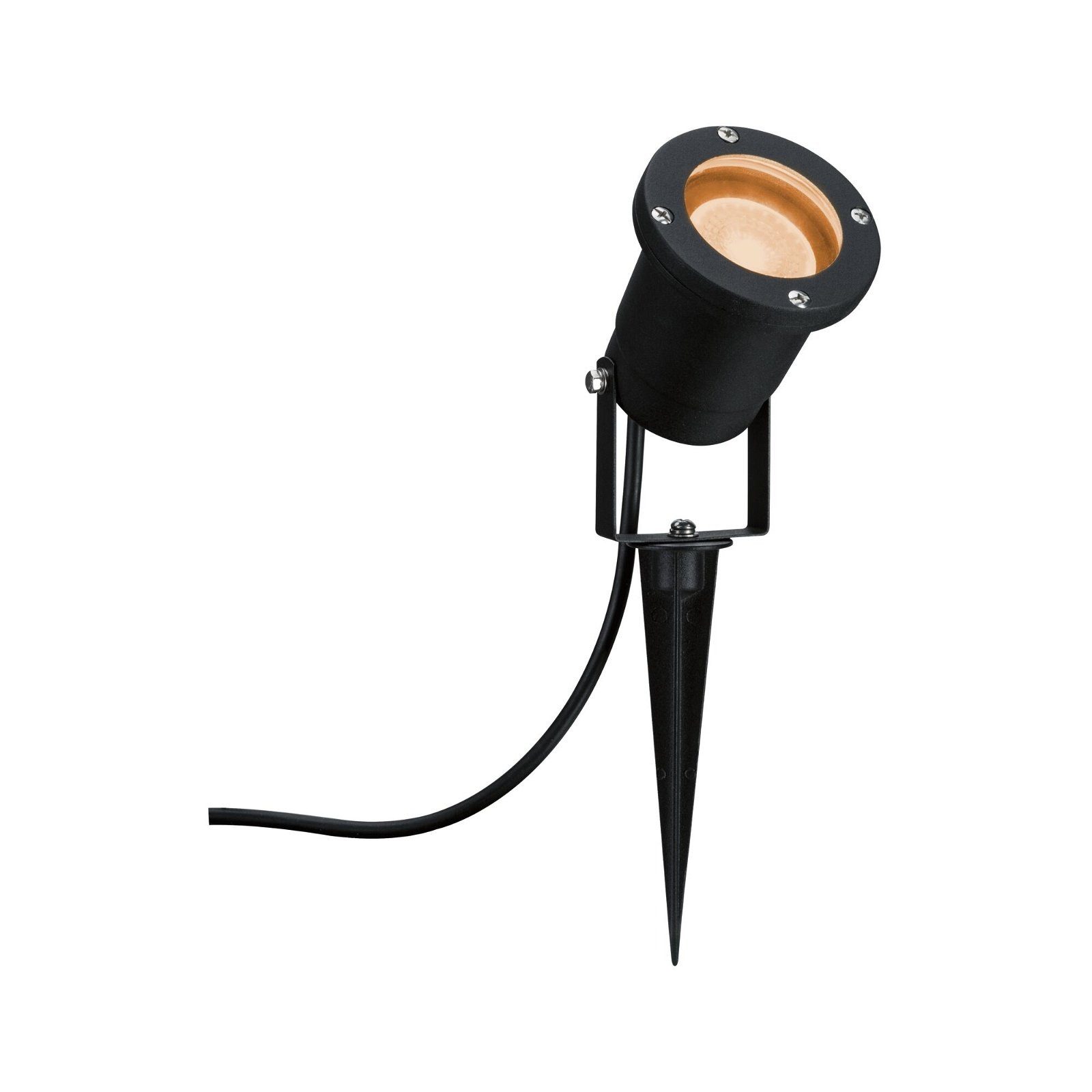 Paulmann LED Gartenstrahler IP65 rund 92mm 2200K 4,3W 320lm 230V 38-38° Schwarz Metall, LED fest integriert, Goldlicht insektenfreundlich