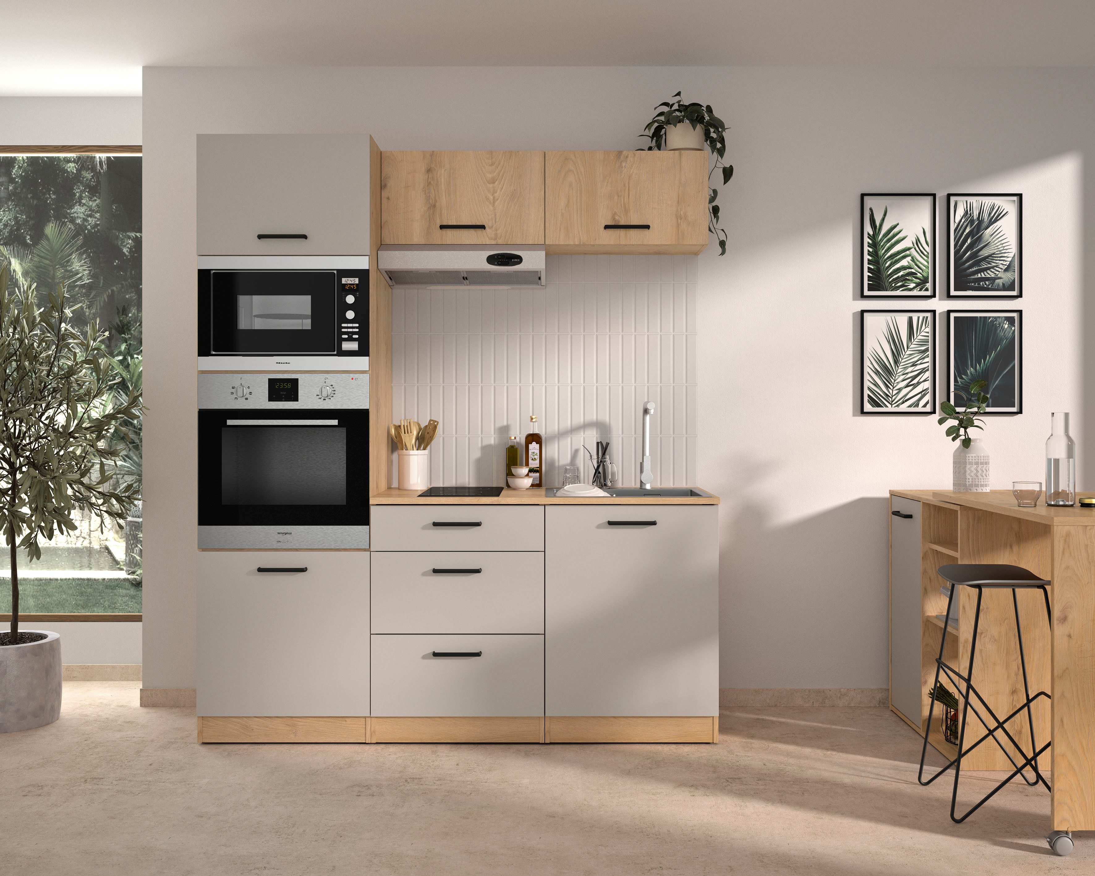 Gami Küchenzeile Set D B180 ALPAGA, (Set), Viel Stauraum auf kleinem Raum