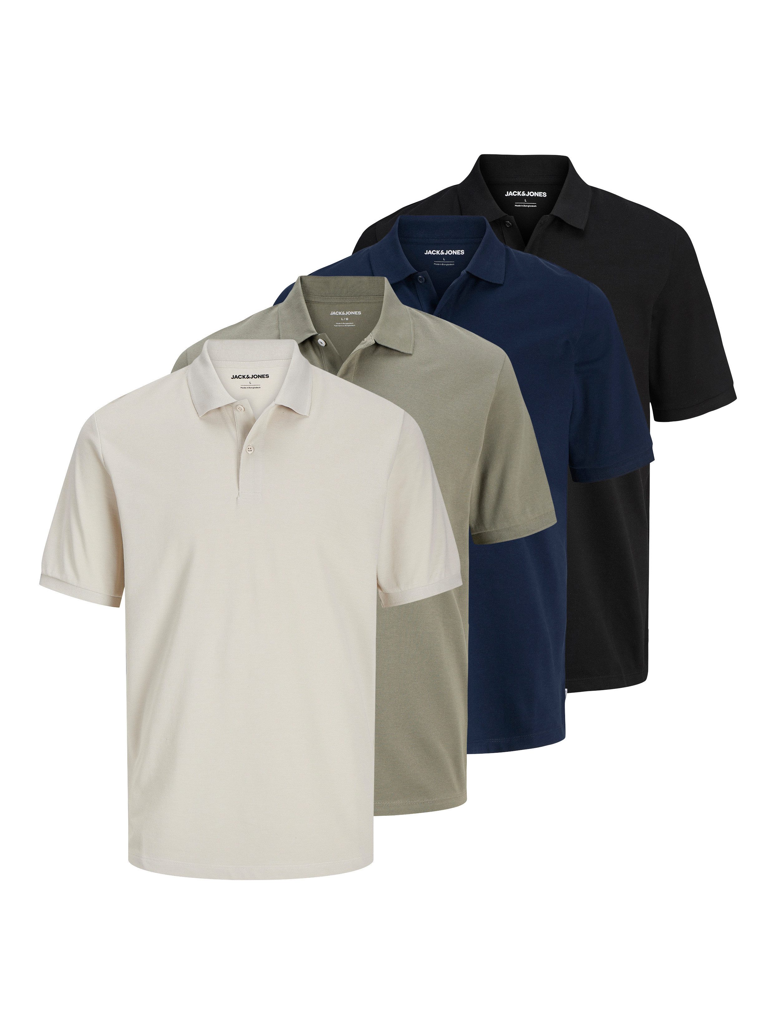 Jack & Jones Poloshirt JJKANE POLO SS 4PK MP (Packung, 4-tlg) Baumwollmischung, regular fit