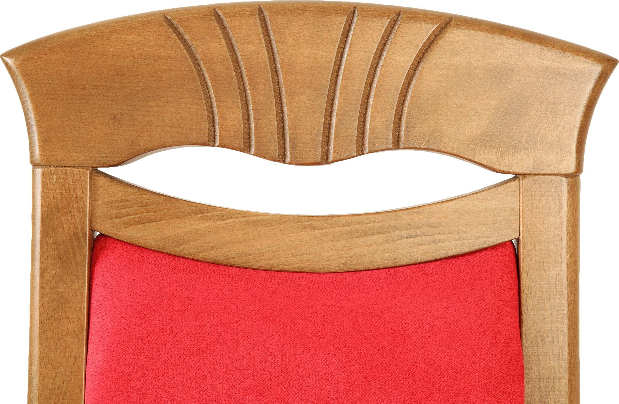 St), Rot | 2 oder Eichefarbe affaire 4-Fußstuhl weiß Buche lackiert (Set, | Franz strapazierfähige natur Rot Microfaser, Home Gestell