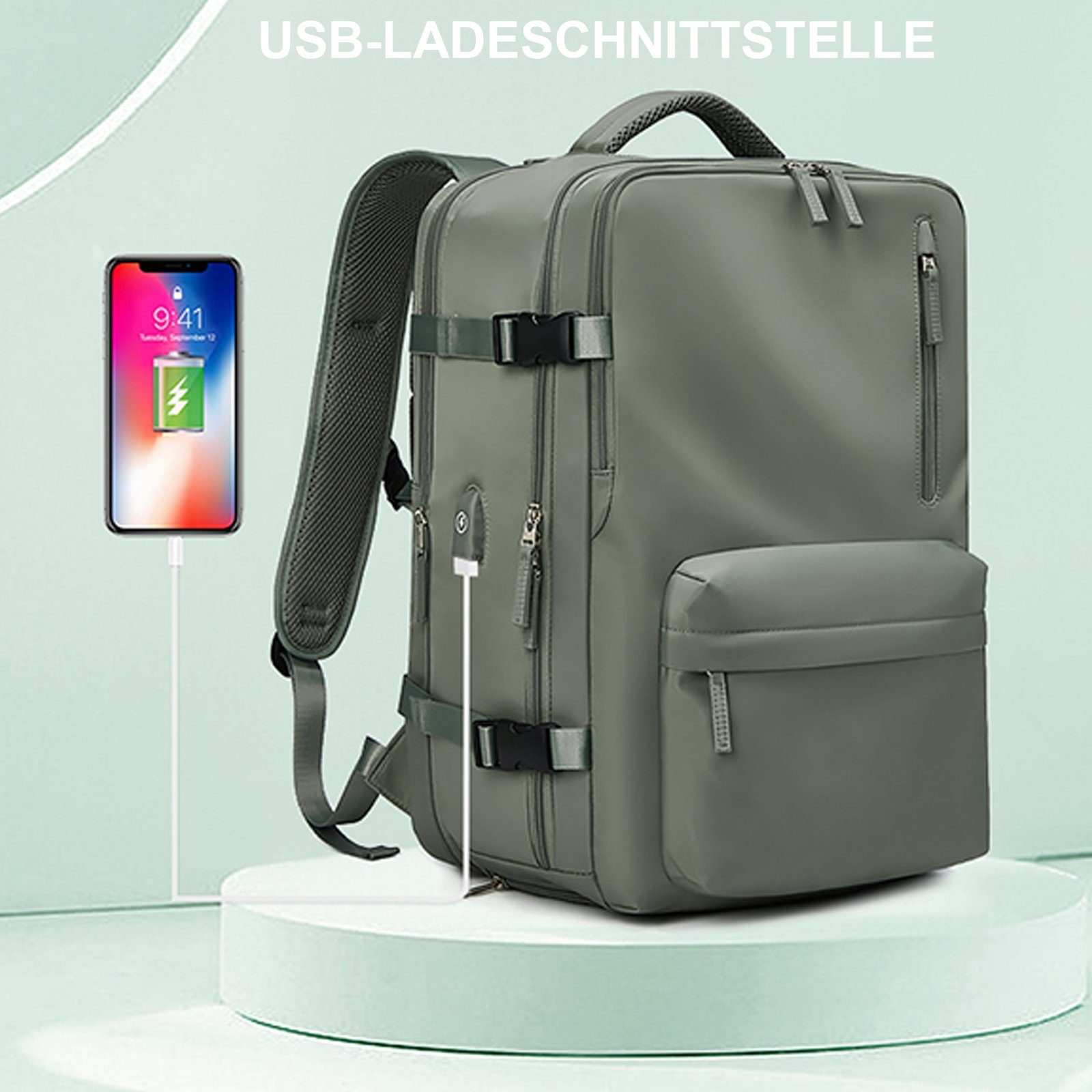 Schule Laptoprucksack Laptopfach, Arbeit USB-Lade-Anschluss), Business Reiserucksack Rucksack Schuhfach, Teenager Uni Laptoptasche mit Damen Laptop Notebook Tasche Freizeitrucksack (Reisen Rucksäcke Jungen für WISHDOR Grün Backpack Freizeit Laptop Anti-Diebstahl, Rucksack Handgepäck, Herren Reisen