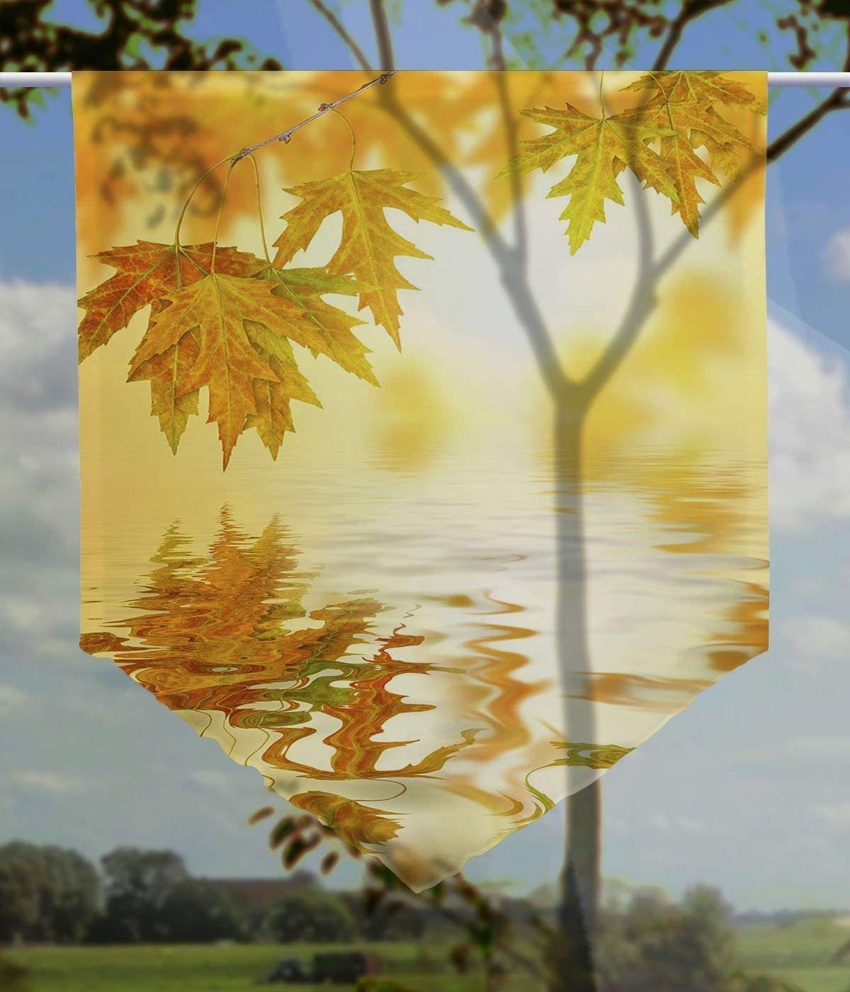 Voile Goldener Herbst Scheibengardine Transparent, gardinen-for-life Scheibenhänger