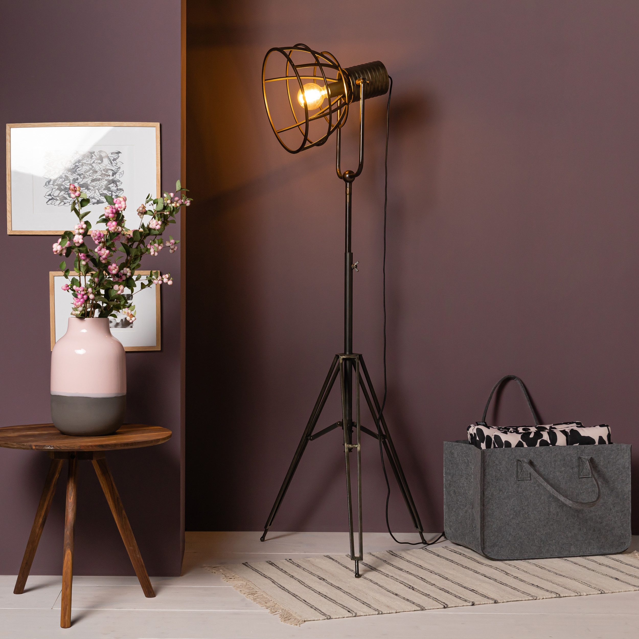 Lightbox Stehlampe, ohne Leuchtmittel, Dreibein-Lampe - höhenverstellbare Stehleuchte mit schwenkbarem Kopf