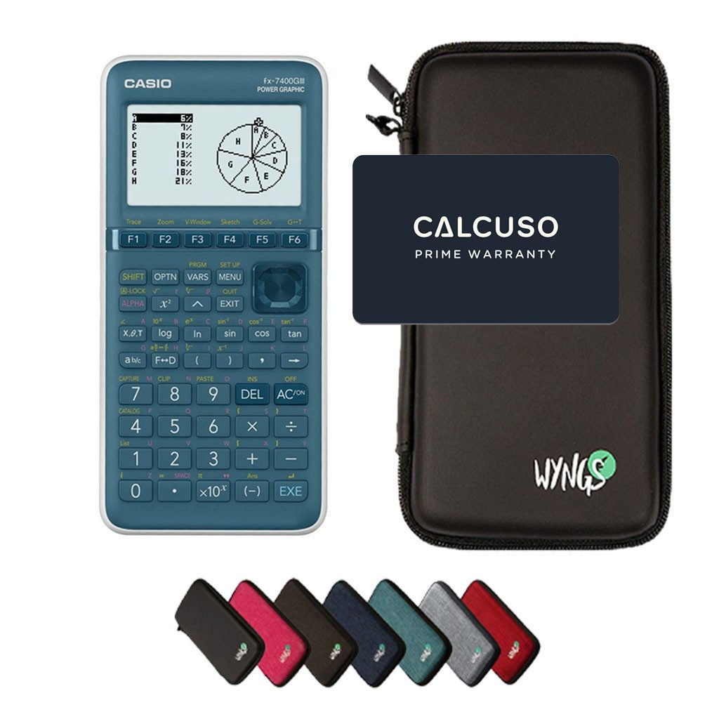 CASIO Taschenrechner fx-7400GIII Grafikrechner inkl. WYNGS Schutztasche Schwarz