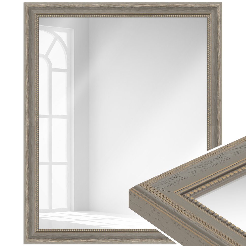 WANDStyle Wandspiegel H390, Grau, aus Massivholz günstig online kaufen