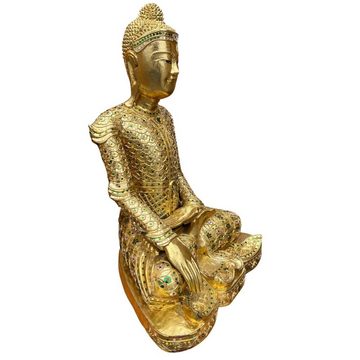 Asien LifeStyle Buddhafigur Holz Buddha Statue Thailand blattvergoldet