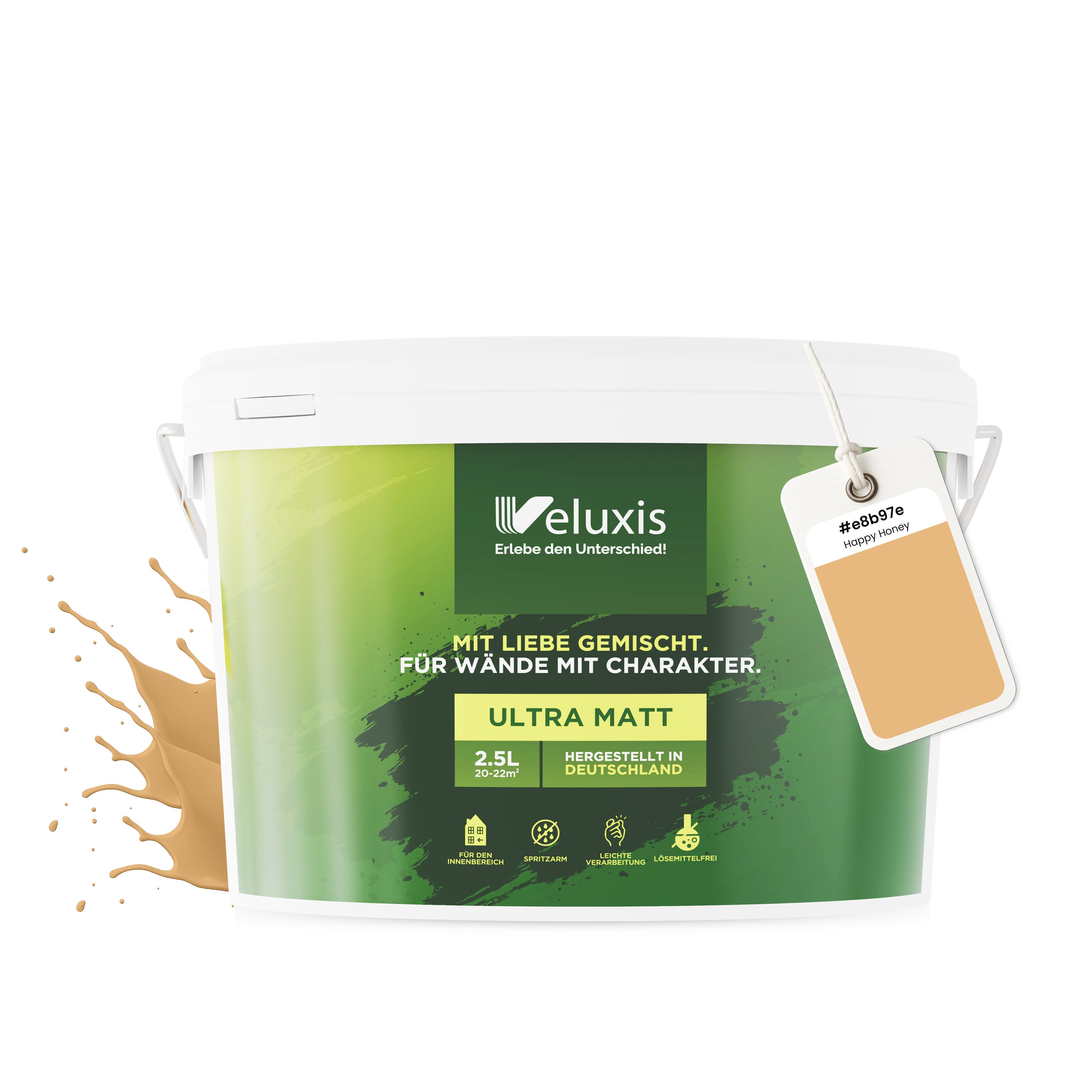 Veluxis Wandfarbe Veluxis® Wandfarbe Universal, Deckkraft-Klasse 1, Streifenfrei, tropfarm & VOC-frei