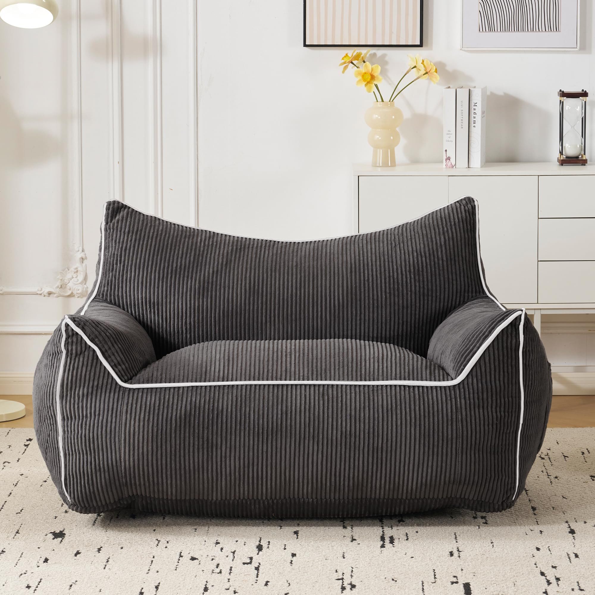 Fiximaster Sitzsack mit Katzenohren, U-förmiger Lounge-Sessel aus Cordstoff (1 St), ergonomischer Lesesessel & Gaming-Sessel für Wohnzimmer
