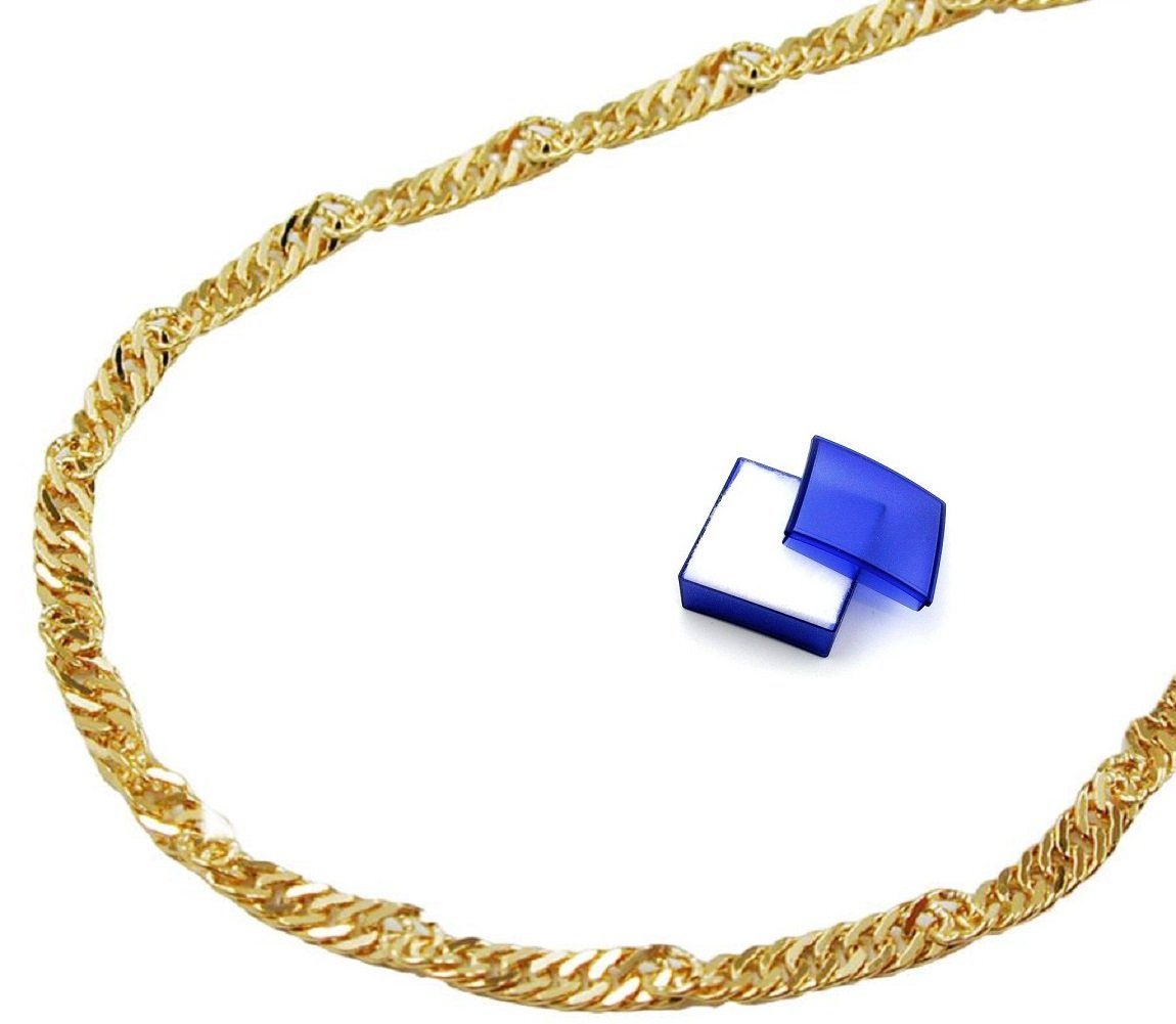 unbespielt Goldkette Kette Halskette 1,3 mm Singapurkette 14 Karat Gold 42 cm inklusive Schmuckbox, Goldschmuck für Damen und Herren