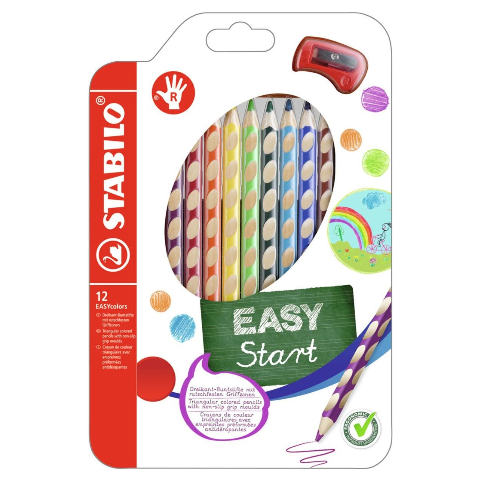 Buntstift STABILO EASYcolors - ergonomischer Dreikant-Buntstift - 12 Stück -
