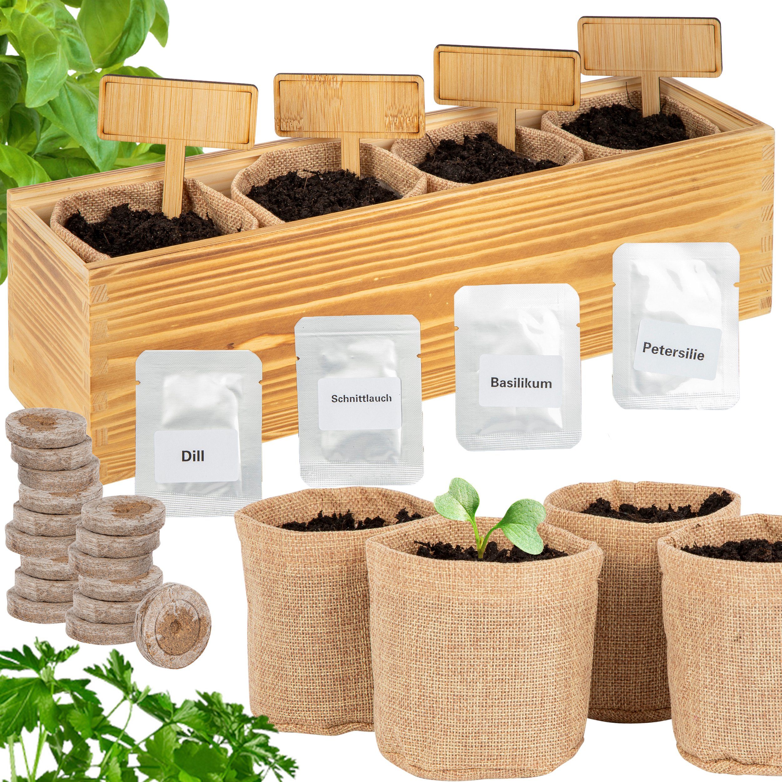 ONVAYA Anzucht- und Kräutererde »Kräuter Anzuchtset mit Holzkiste