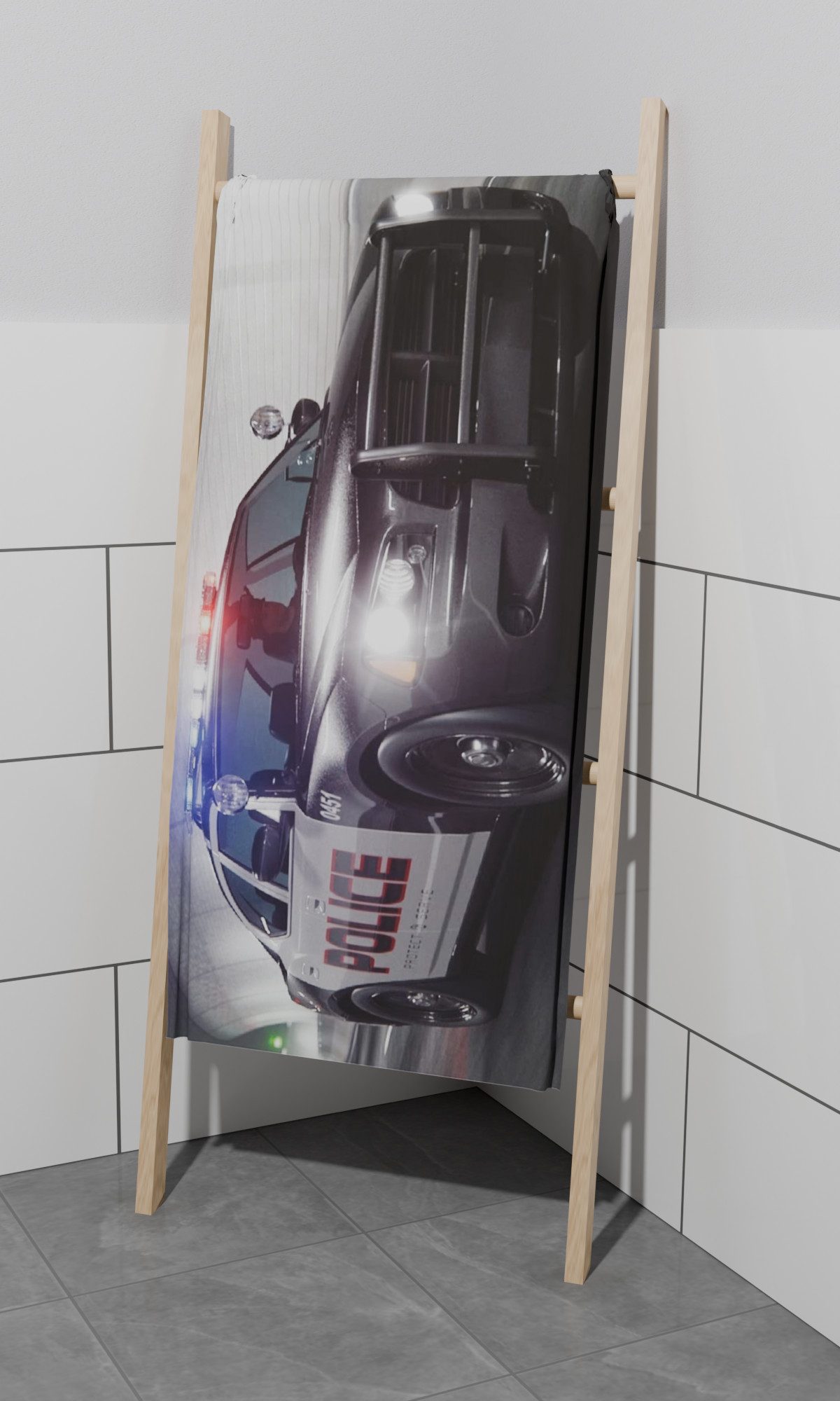 Aptex Handtücher Duschtuch Badetuch Handtuch Strandtuch Polizeiauto 70 x 140 cm, (1 Duschtuch, 1-St), Langlebig