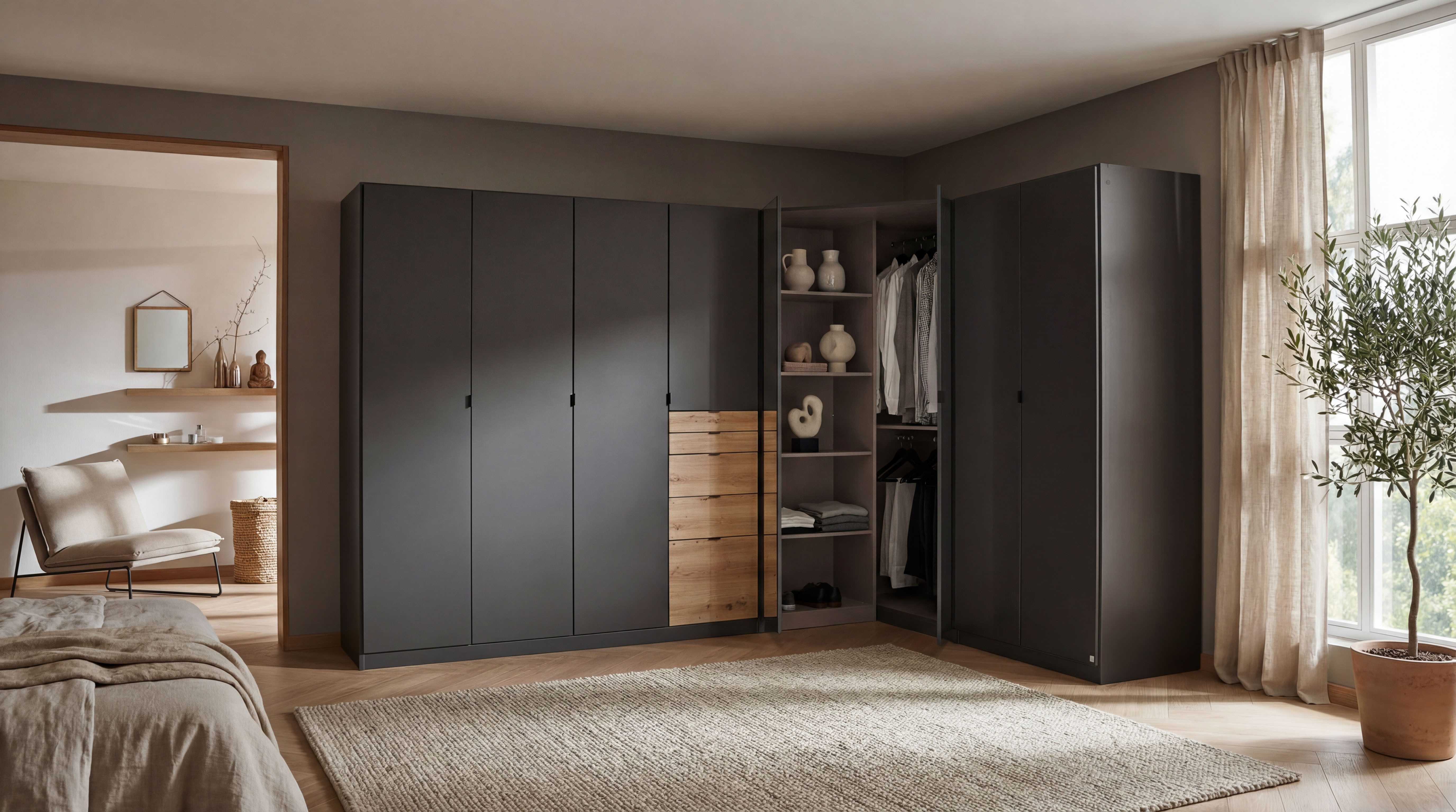 rauch Schrank-Set Kleiderschrank Schrank Garderobe Wäscheschrank Ankleide ONTARIO, (Set, Größe 298x208 cm), mit 5 Schubladen in unterschiedlichen Größen MADE IN GERMANY