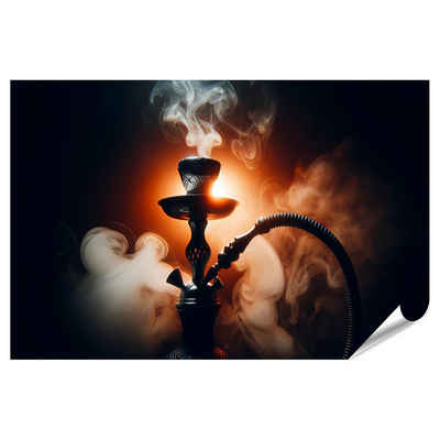 islandburner Poster Dramatisches Shisha-Silhouette mit leuchtendem Rauch