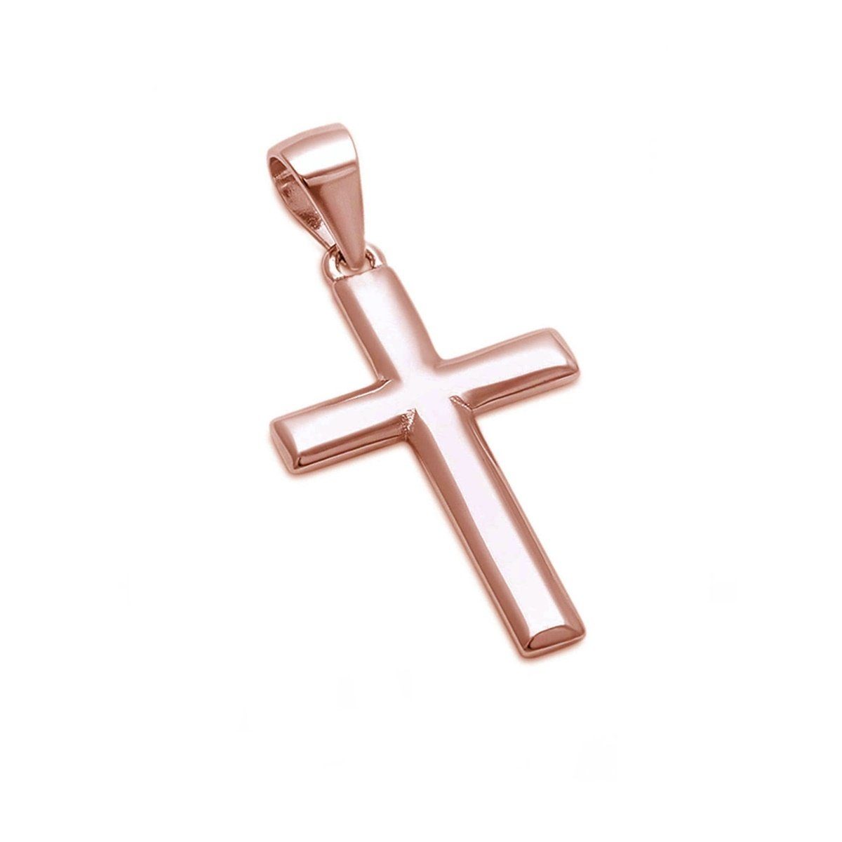 Goldene Hufeisen Kreuzanhänger Basic Kreuz Anhänger aus 925 Sterling Silber Kettenanhänger (inkl. Etui), Rosegold