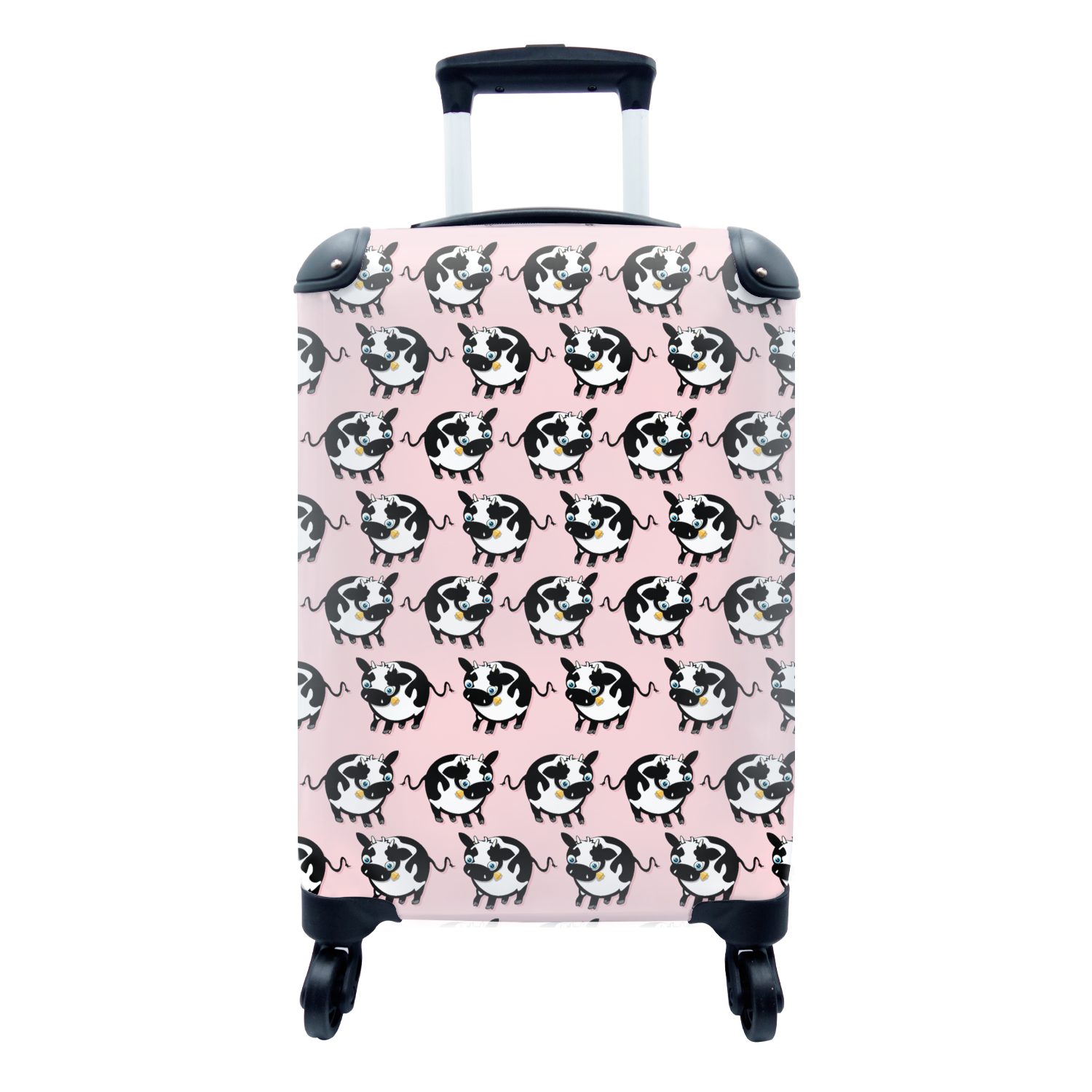 MuchoWow Handgepäckkoffer Kuh - Rosa - Muster, 4 Rollen, Reisetasche mit rollen, Handgepäck für Ferien, Trolley, Reisekoffer