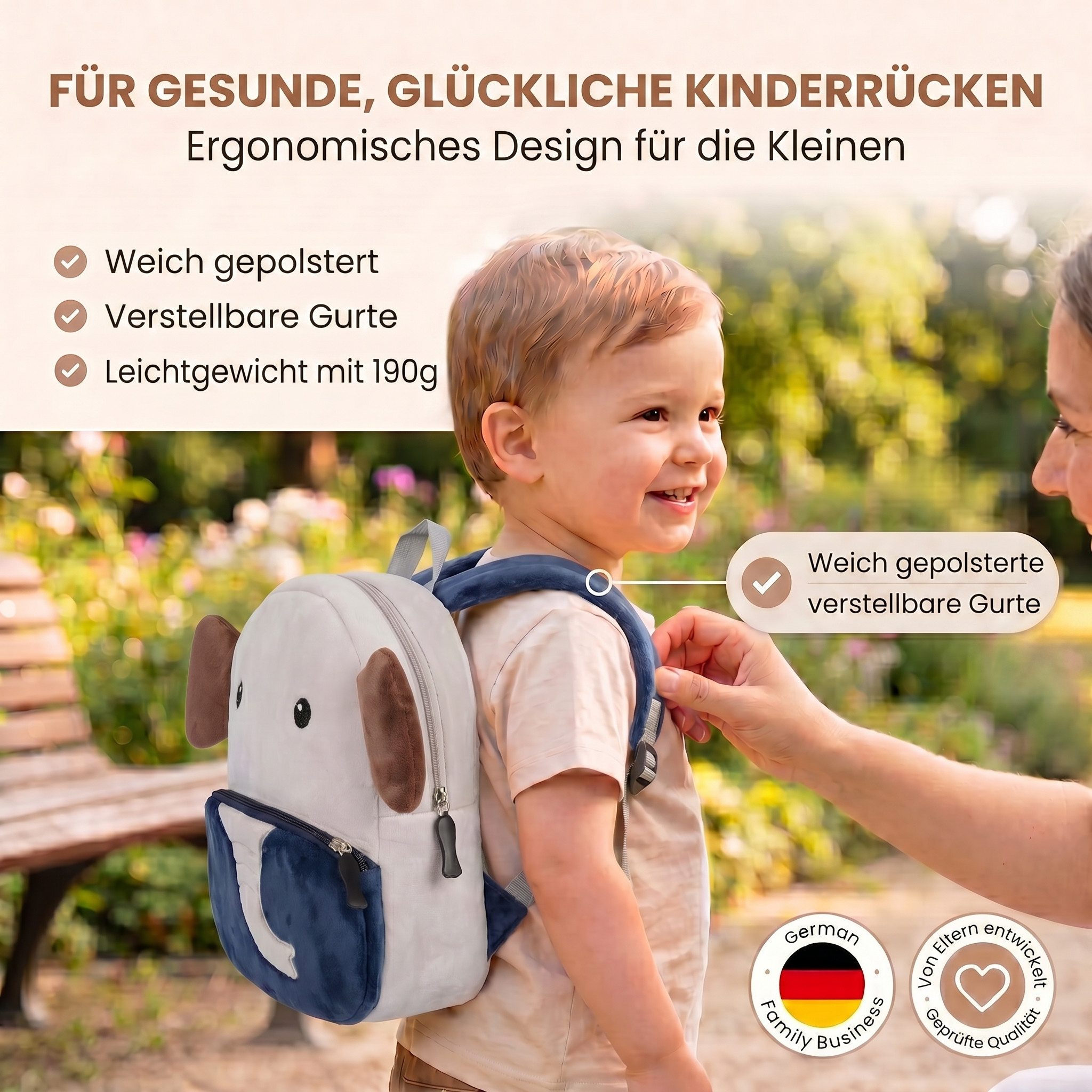 all Kids United Kinderrucksack ALL KIDS UNITED Kinder Rucksack Tiermotiv – Wasserdichter Rucksack (Tier-Rucksack, 2 - 6 Jahre), Wasserfest, Ergonomisch, Leichtgewichtig
