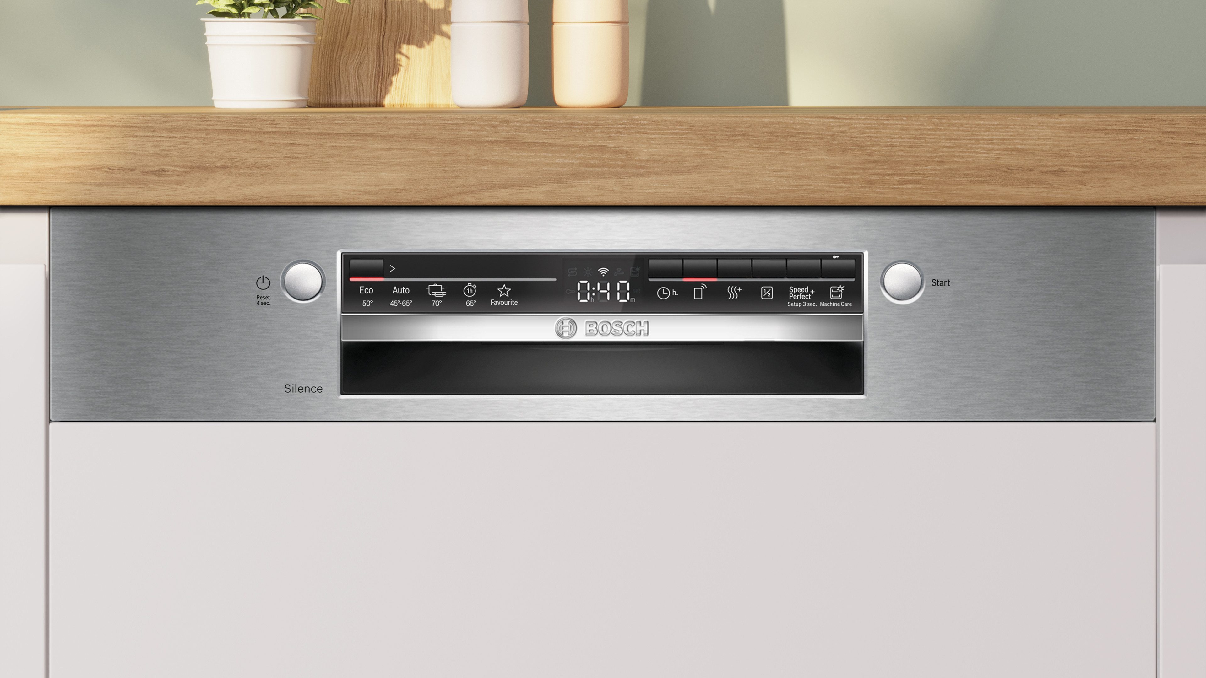 BOSCH teilintegrierbarer Geschirrspüler Serie 2 SMI2HTS08E, 13 Maßgedecke, Geräuschreduktion bis zu 30 Minuten dank Silence on demand – Bild 5 von 5
