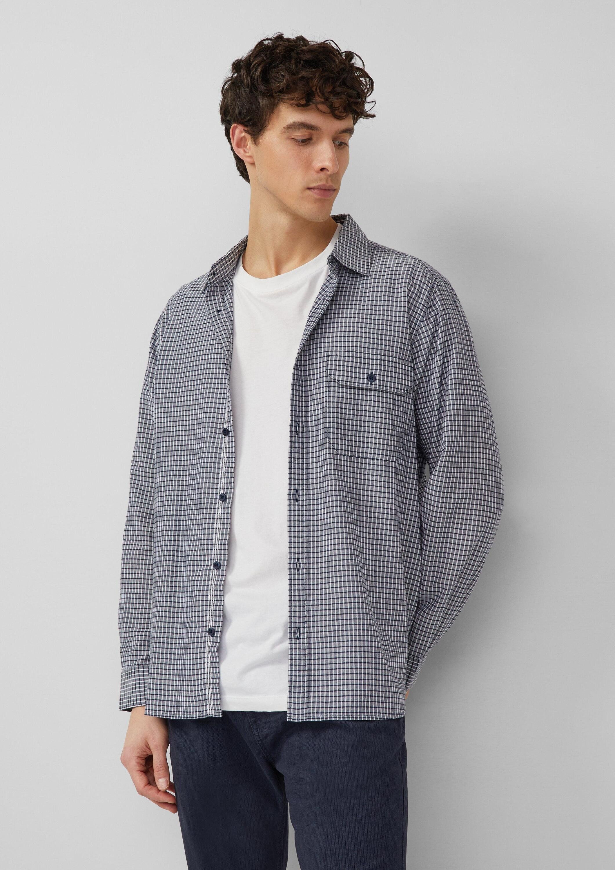 s.Oliver Langarmhemd Hemd Regular Fit: Kariertes Baumwollhemd mit Kentkragen