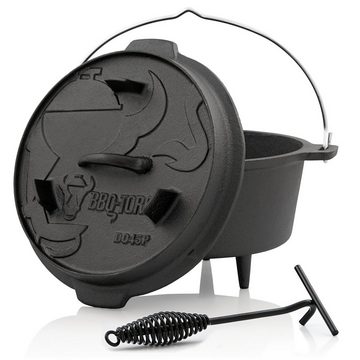 BBQ-Toro Grilltopf Dutch Oven Set Gusseisen, 7 teiliges Starter Set, inkl. Deckelheber, Gusseisen (Set, 7-tlg)