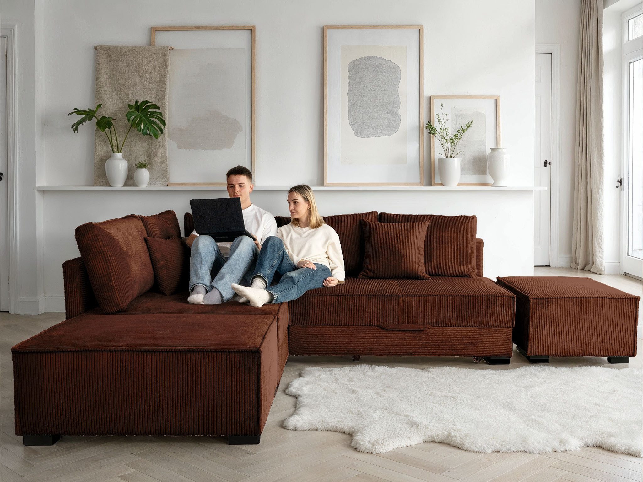 Home affaire Ecksofa Night & Day L-Form, Breite 316 cm mit Dauer-Schlaffunktion, inkl. Bettfunktion, Bettkasten und Keder, Boxspringbett 180x200 cm
