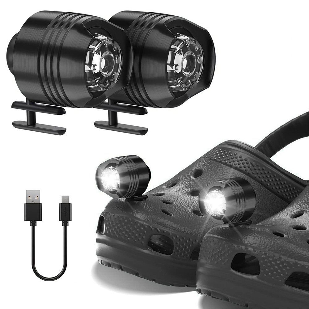 zggzerg LED Scheinwerfer 2 Stück Scheinwerfer Kompatibel für Croc,Headlights for Clogs Schwarz