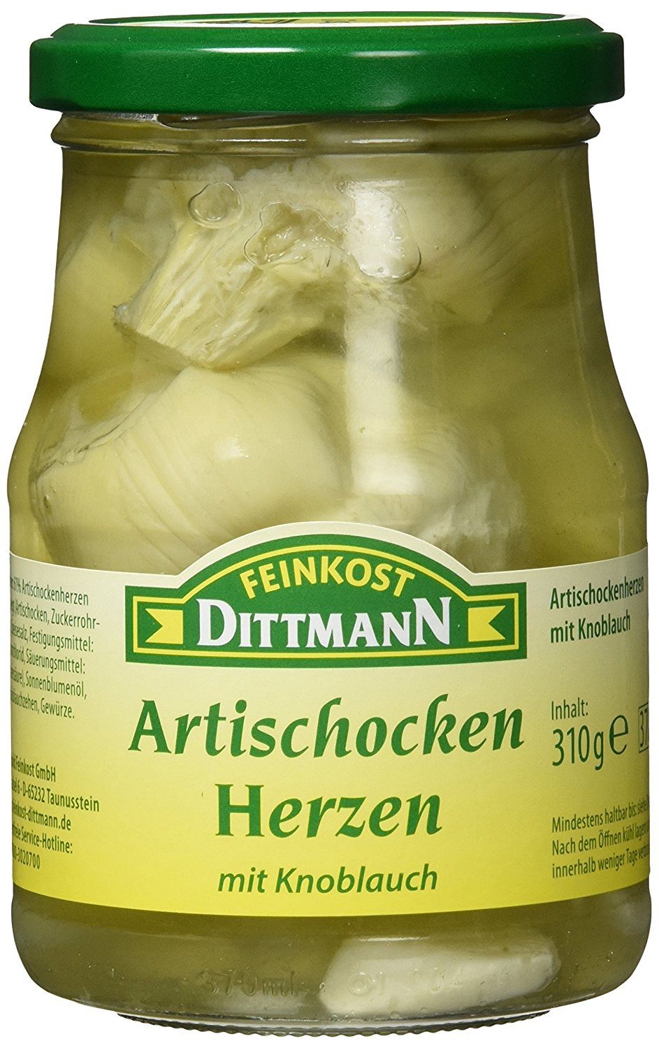 Feinkost Dittmann Gemüsekonserve, Feinkost Dittmann Artischockenherzen mit Knoblauch 370g 2er Pack