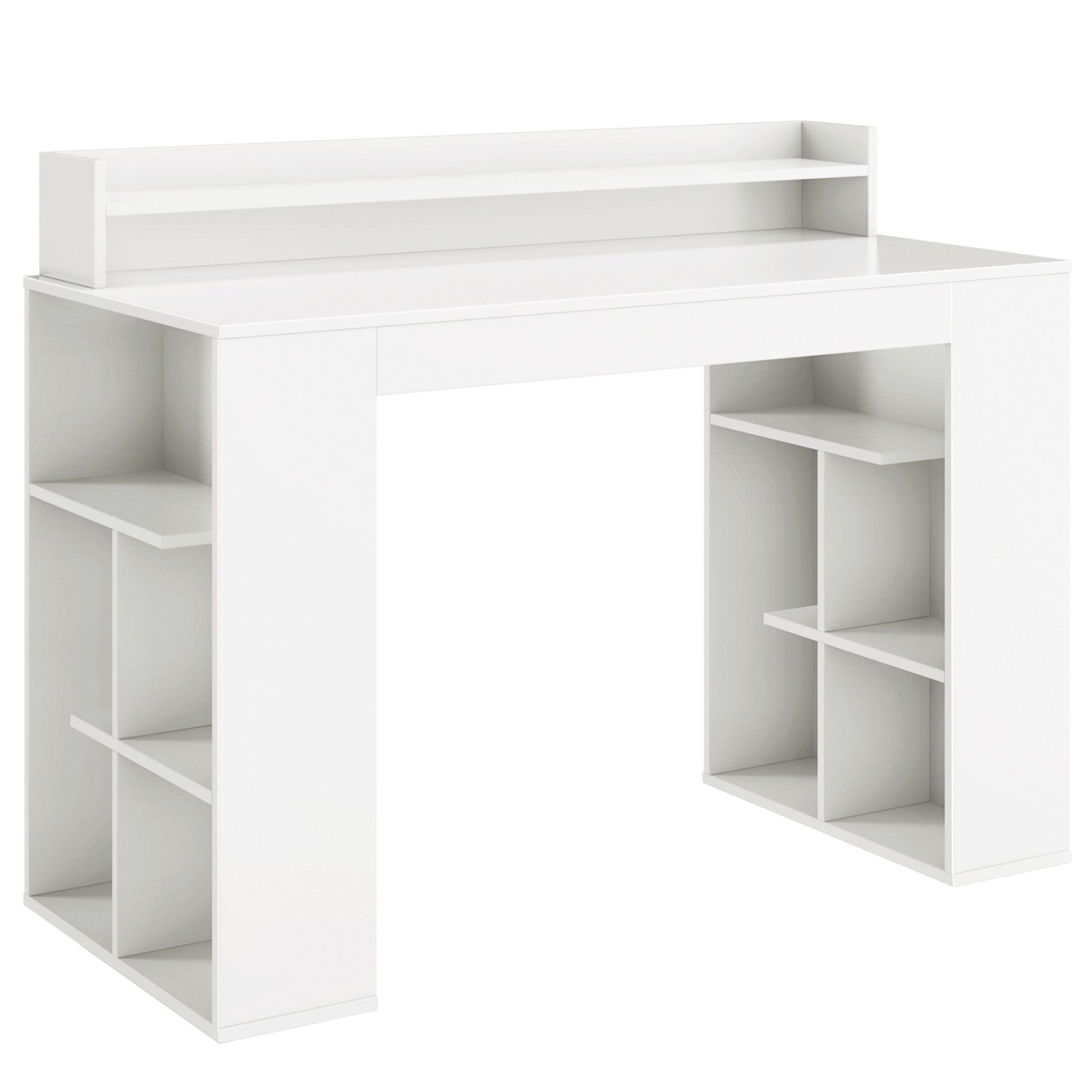 COSTWAY Schreibtisch, mit Monitorablage und 2 Bücherregalen, 120x54x90cm günstig online kaufen